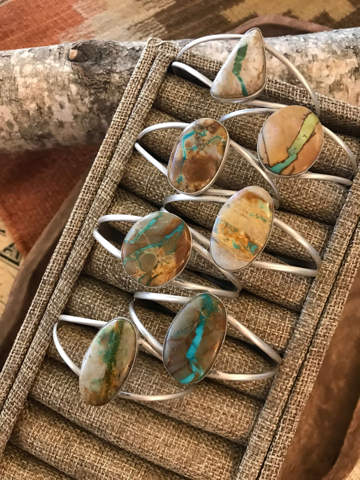 The Roberts Turquoise Cuffs-Bracelets & Cuffs-Calli Co., Turquoise and Silver Jewelry, Native American Handmade, Zuni Tribe, Navajo Tribe, Brock Texas