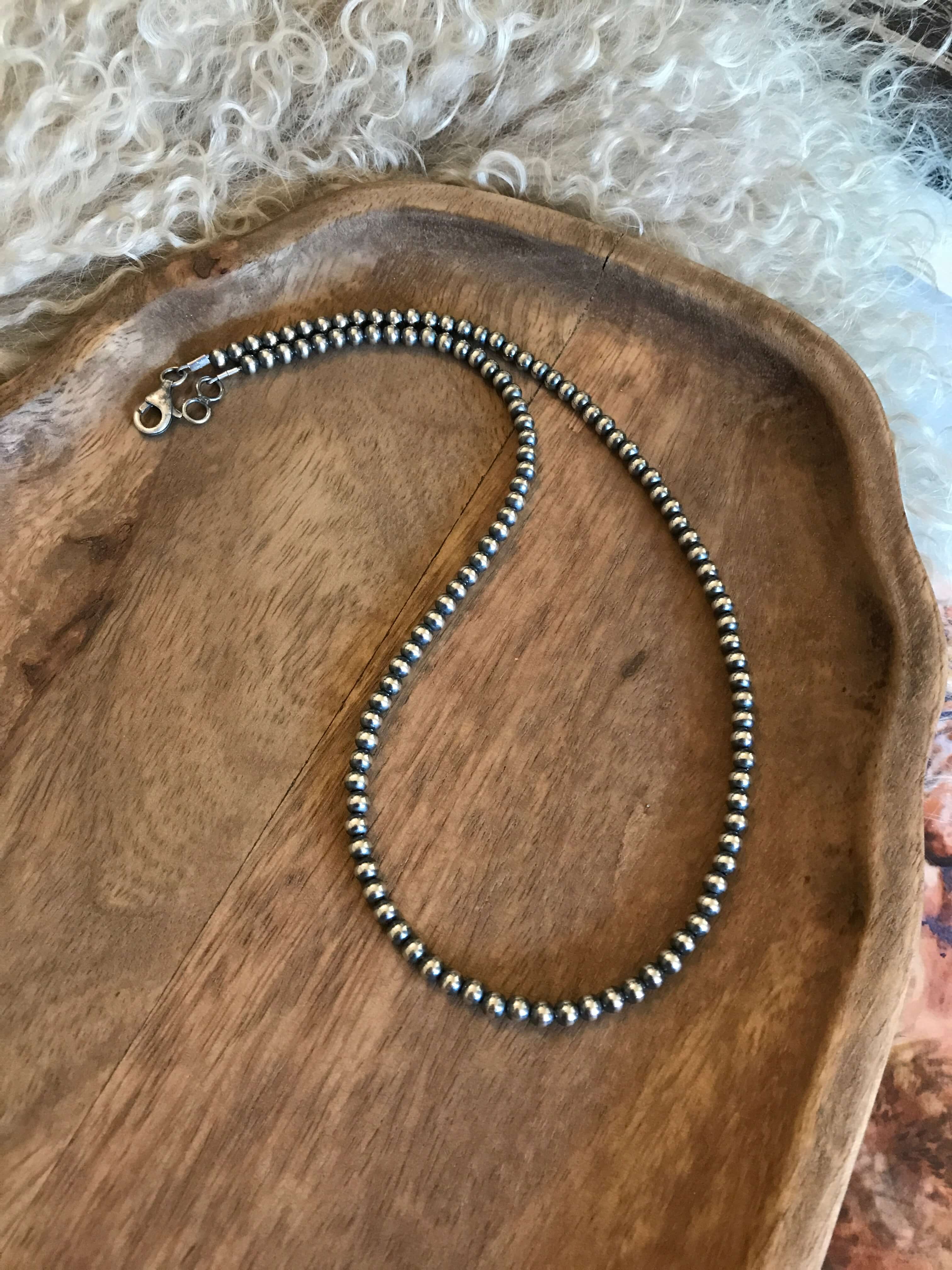 The Marfa 4mm Pearl Necklace-Necklaces-Calli Co., Turquoise and Silver Jewelry, Native American Handmade, Zuni Tribe, Navajo Tribe, Brock Texas