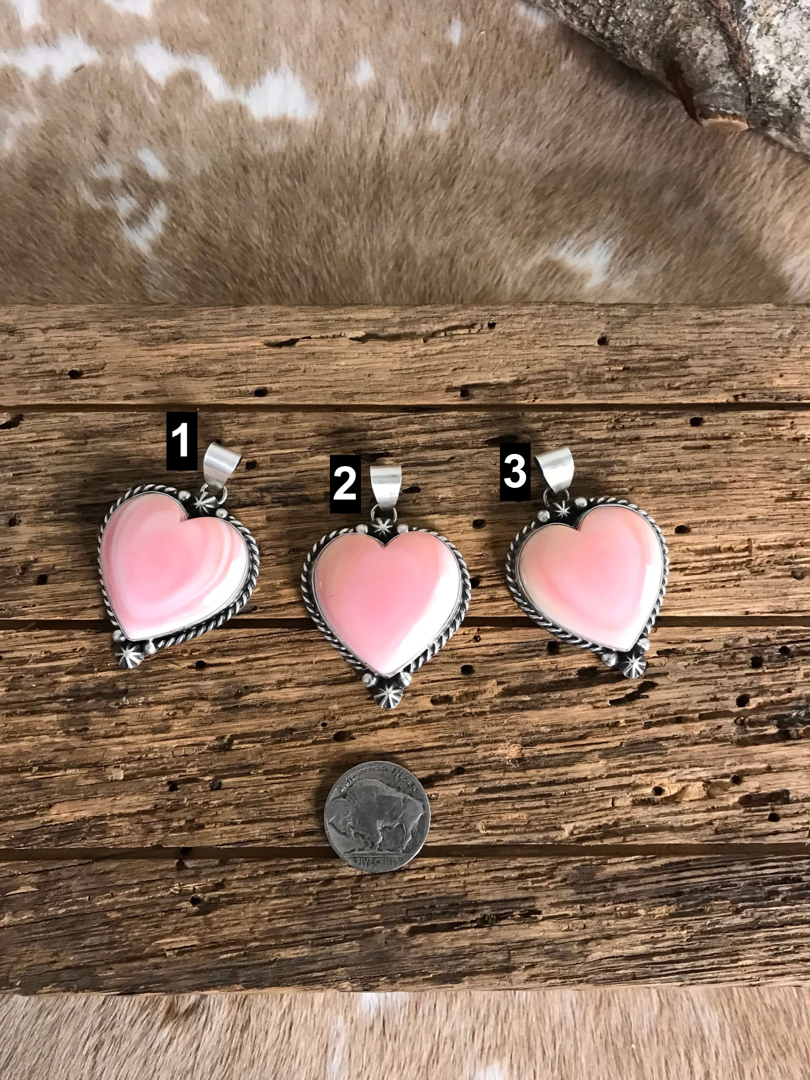 The Naylor Heart Pendants-Pendants-Calli Co., Turquoise and Silver Jewelry, Native American Handmade, Zuni Tribe, Navajo Tribe, Brock Texas