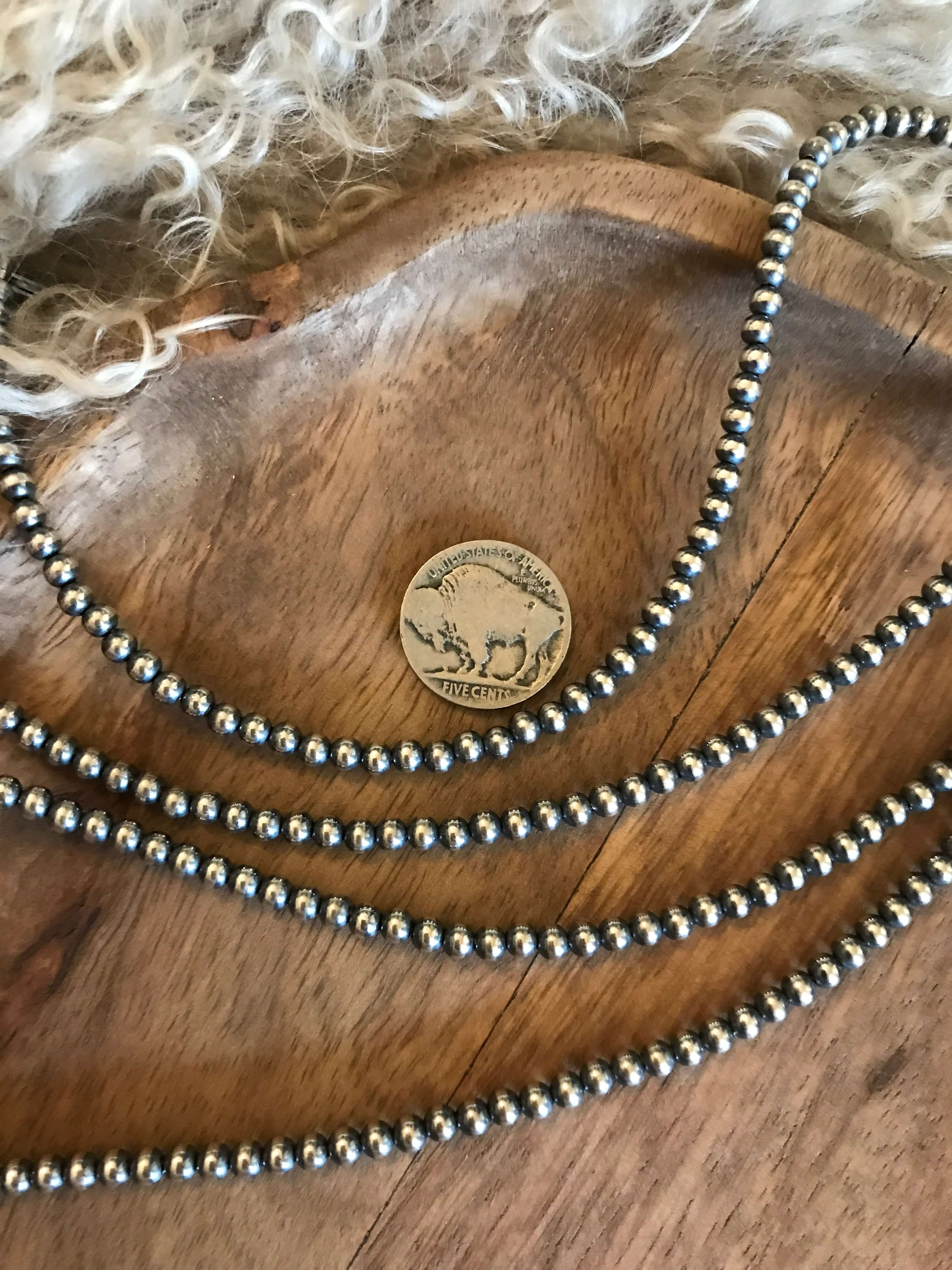 The Marfa 4mm Pearl Necklace-Necklaces-Calli Co., Turquoise and Silver Jewelry, Native American Handmade, Zuni Tribe, Navajo Tribe, Brock Texas