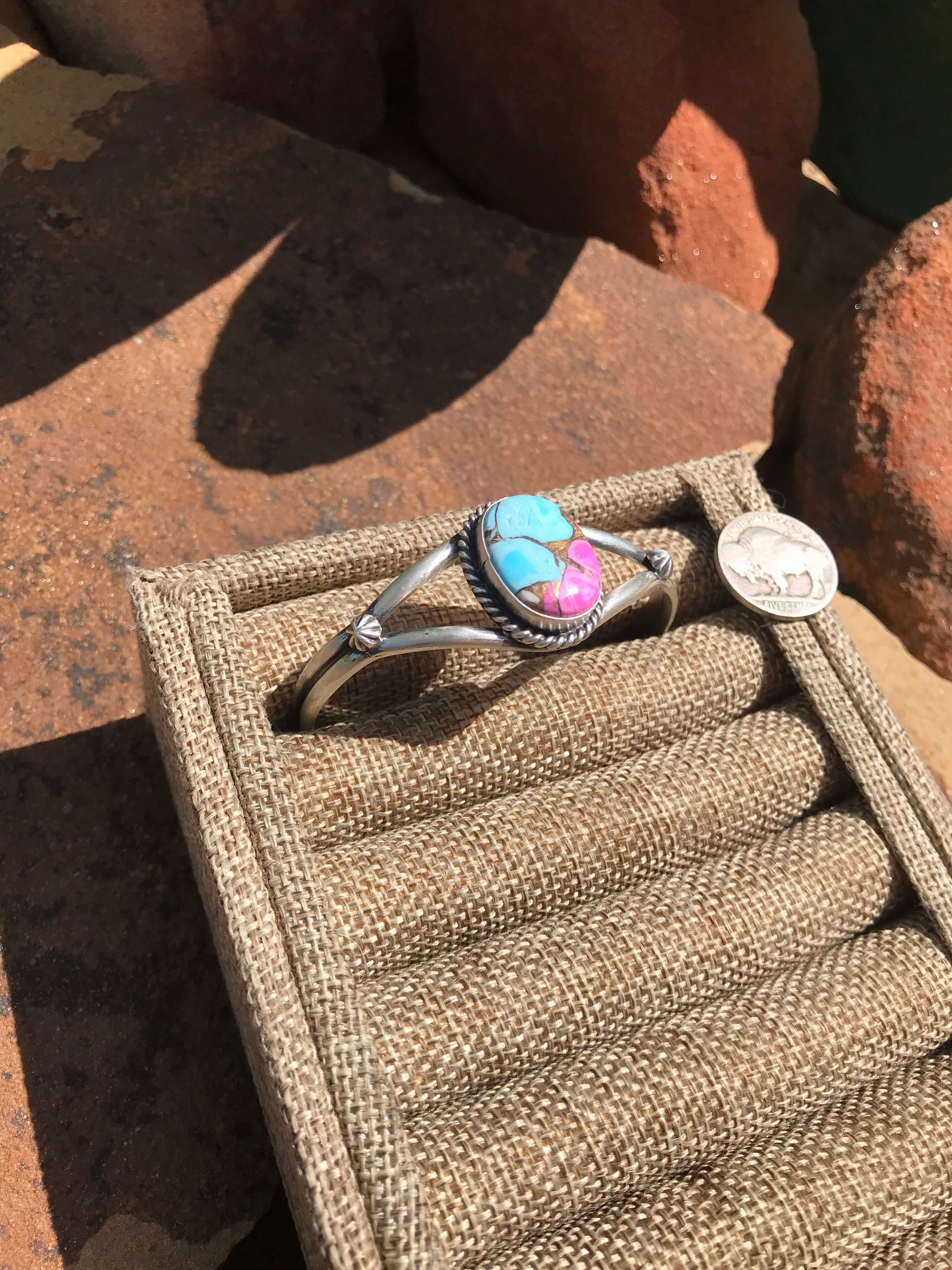 The Cotton Candy Cuff, 2 XX-Bracelets & Cuffs-Calli Co., Turquoise and Silver Jewelry, Native American Handmade, Zuni Tribe, Navajo Tribe, Brock Texas