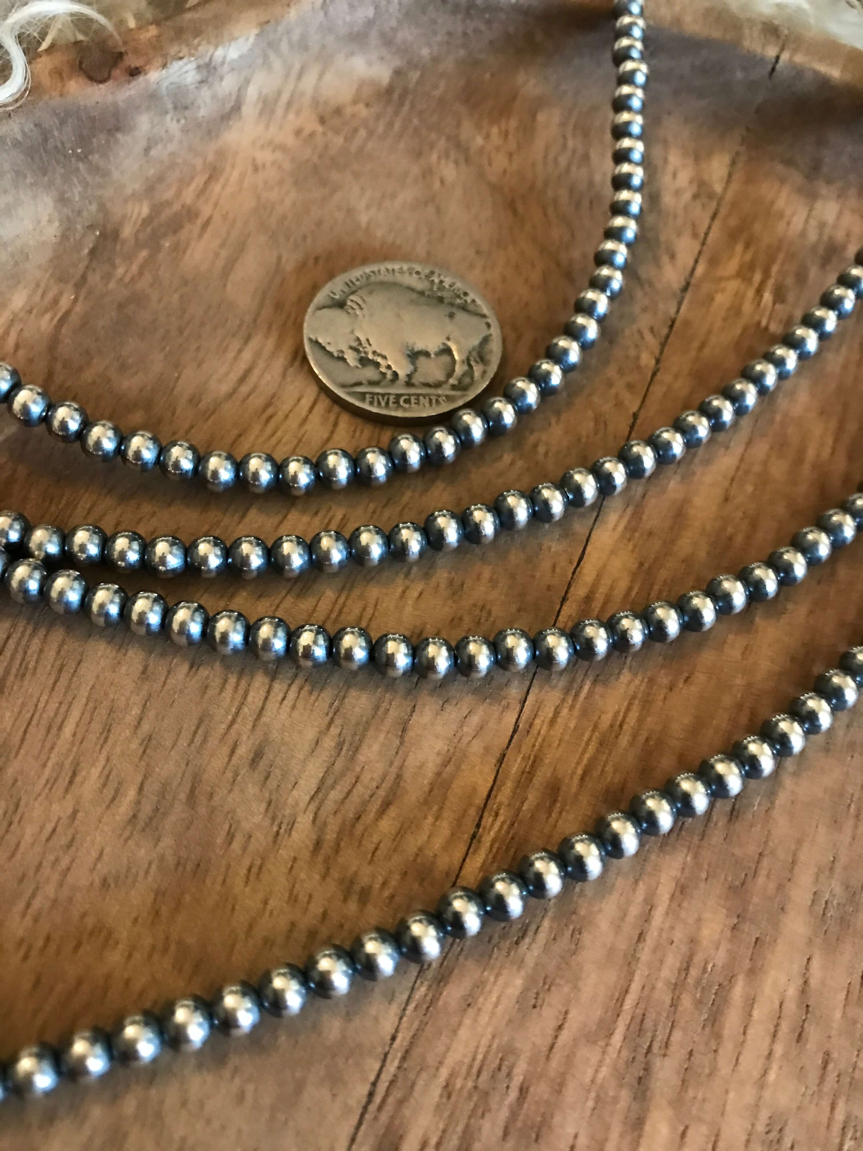 The Marfa 4mm Pearl Necklace-Necklaces-Calli Co., Turquoise and Silver Jewelry, Native American Handmade, Zuni Tribe, Navajo Tribe, Brock Texas