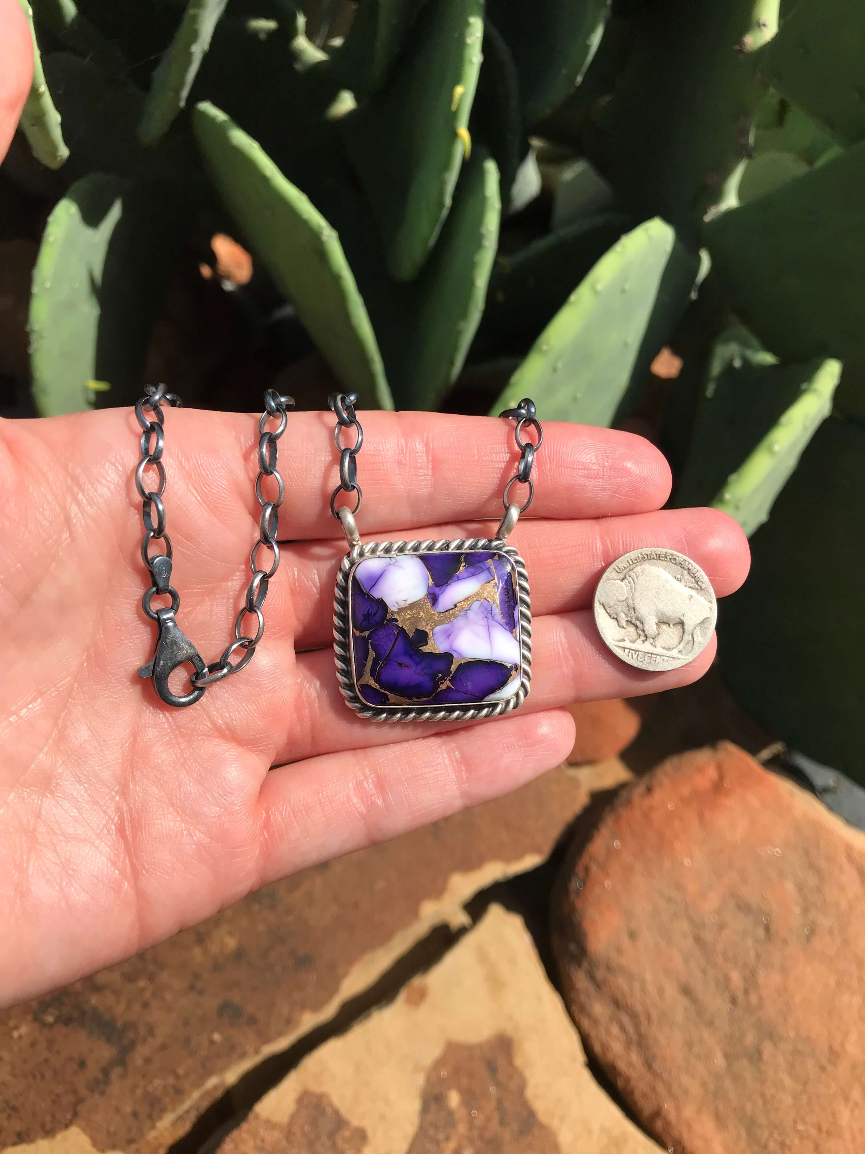 The Ponderosa Necklace, 2-Necklaces-Calli Co., Turquoise and Silver Jewelry, Native American Handmade, Zuni Tribe, Navajo Tribe, Brock Texas