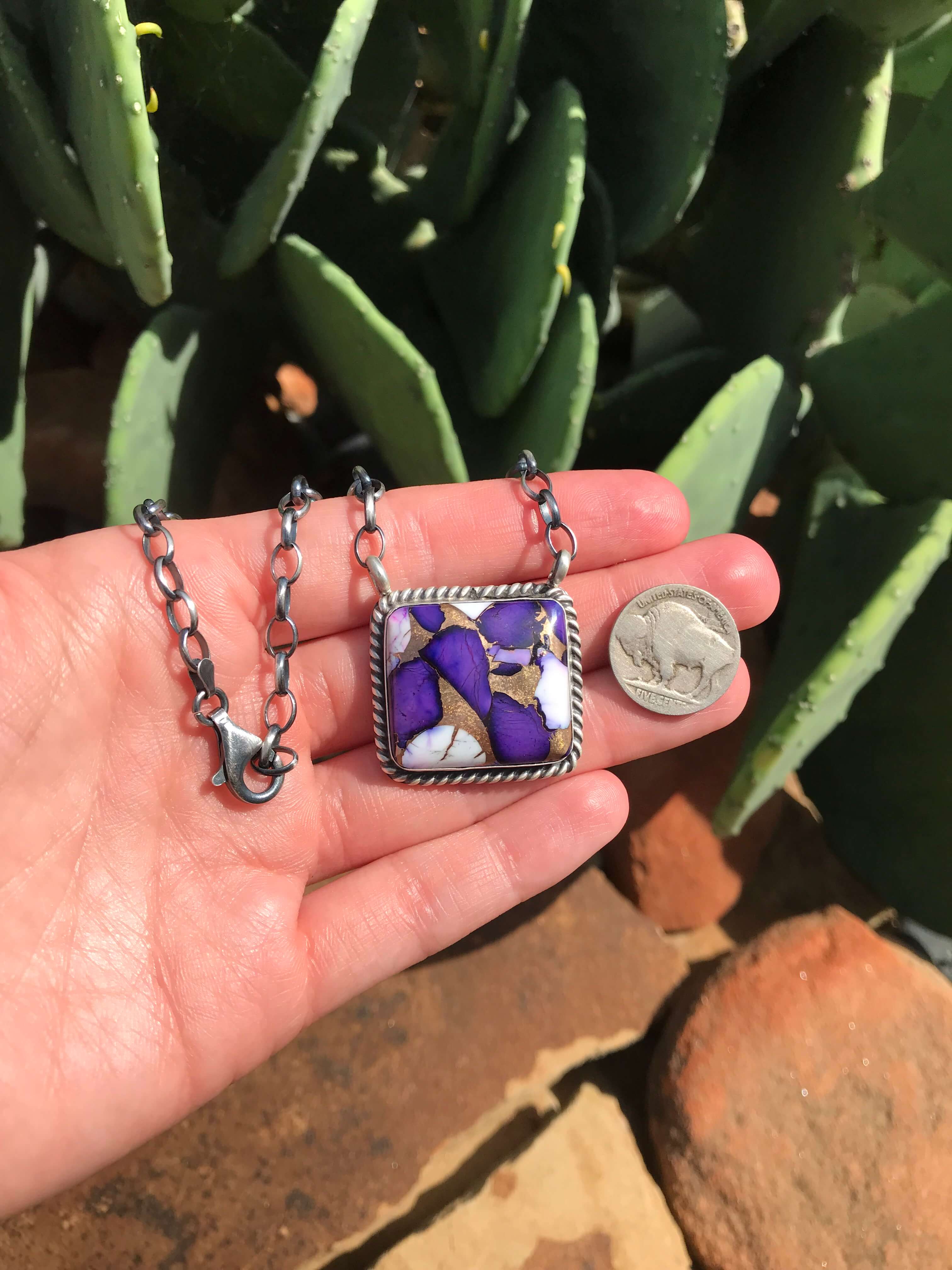 The Ponderosa Necklace, 3-Necklaces-Calli Co., Turquoise and Silver Jewelry, Native American Handmade, Zuni Tribe, Navajo Tribe, Brock Texas