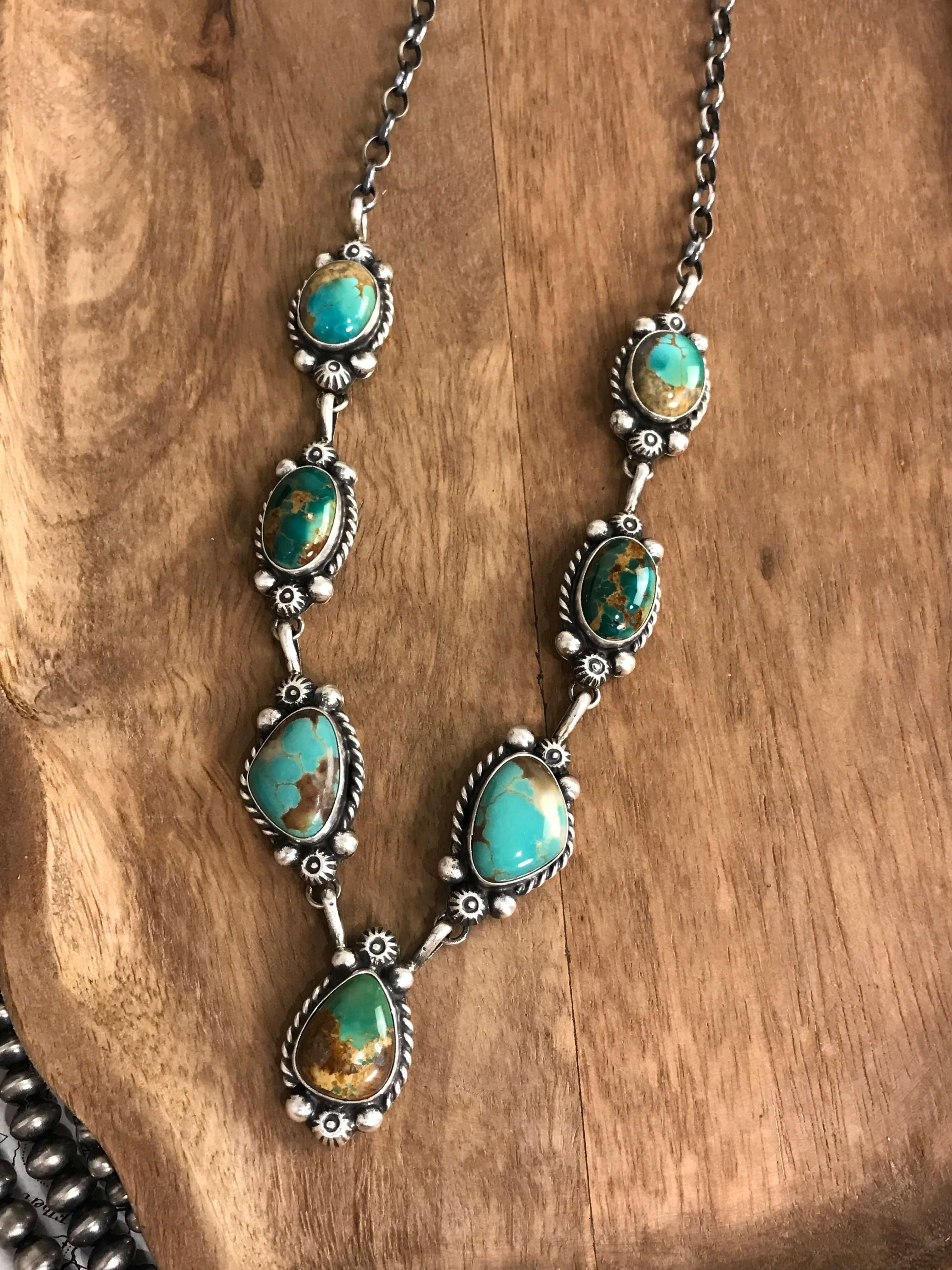 The Mae Turquoise Statement Necklace Set-Necklaces-Calli Co., Turquoise and Silver Jewelry, Native American Handmade, Zuni Tribe, Navajo Tribe, Brock Texas
