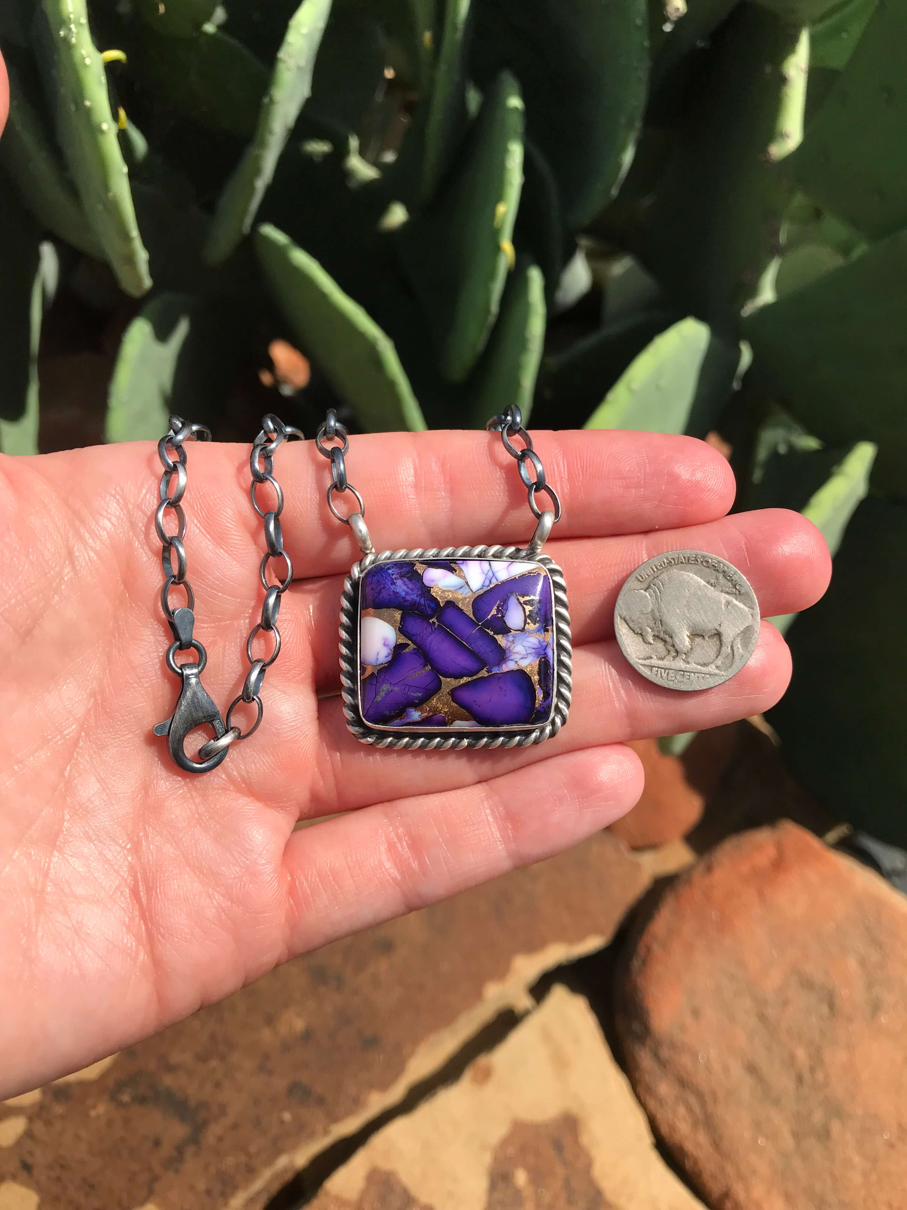 The Ponderosa Necklace, 4-Necklaces-Calli Co., Turquoise and Silver Jewelry, Native American Handmade, Zuni Tribe, Navajo Tribe, Brock Texas