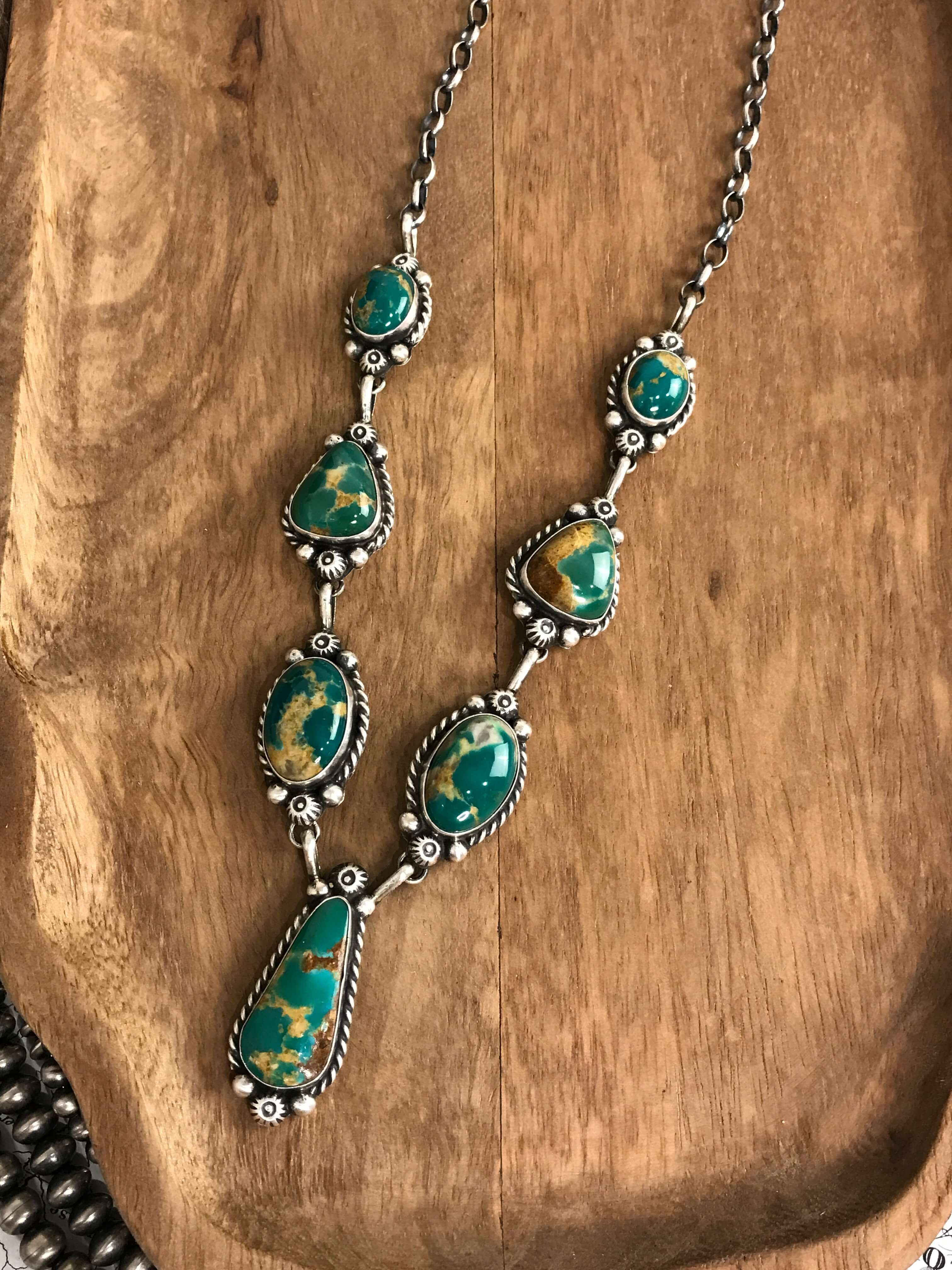 The Quade Turquoise Statement Necklace Set-Necklaces-Calli Co., Turquoise and Silver Jewelry, Native American Handmade, Zuni Tribe, Navajo Tribe, Brock Texas