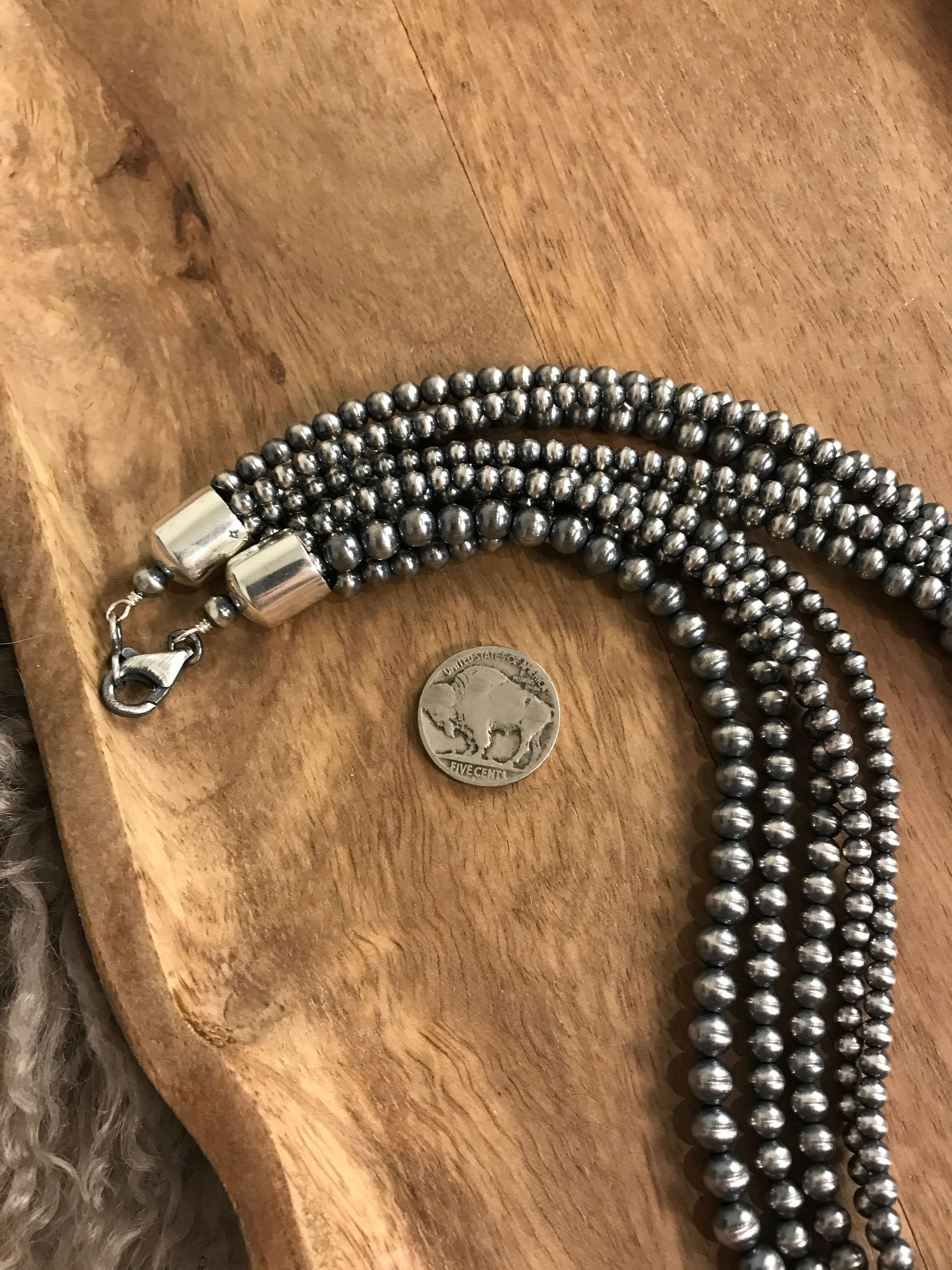 The Five Strand Pearl Necklace-Necklaces-Calli Co., Turquoise and Silver Jewelry, Native American Handmade, Zuni Tribe, Navajo Tribe, Brock Texas