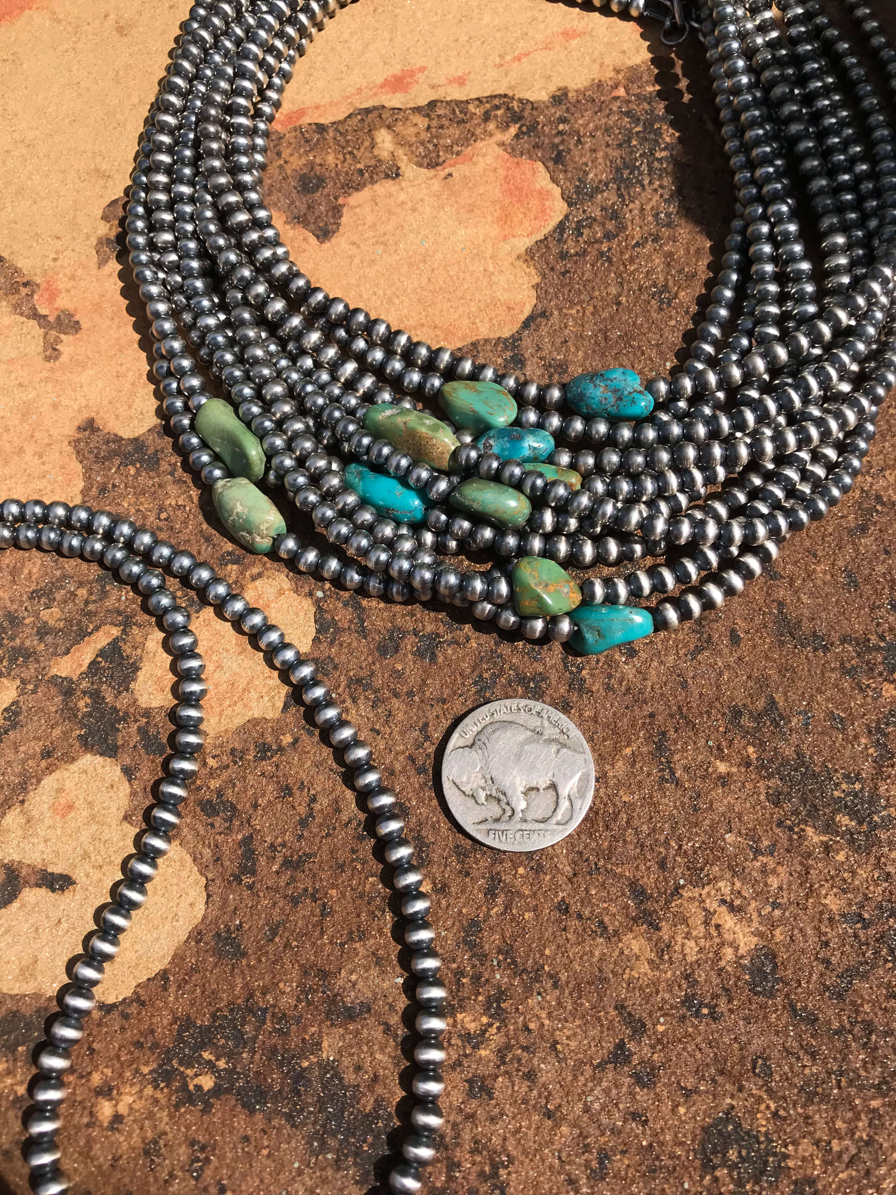 The Stagecoach Necklace-Necklaces-Calli Co., Turquoise and Silver Jewelry, Native American Handmade, Zuni Tribe, Navajo Tribe, Brock Texas