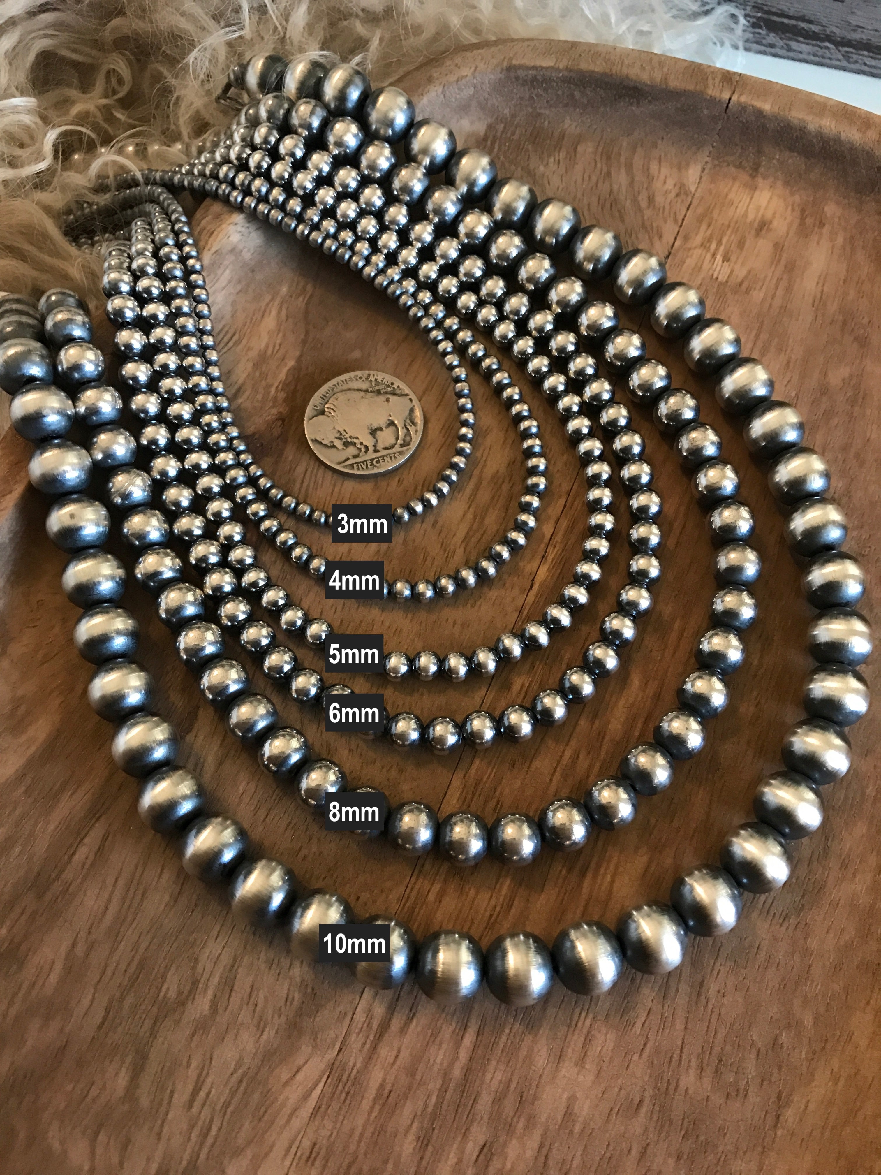 The Mesa 10mm Pearl Necklace-Necklaces-Calli Co., Turquoise and Silver Jewelry, Native American Handmade, Zuni Tribe, Navajo Tribe, Brock Texas