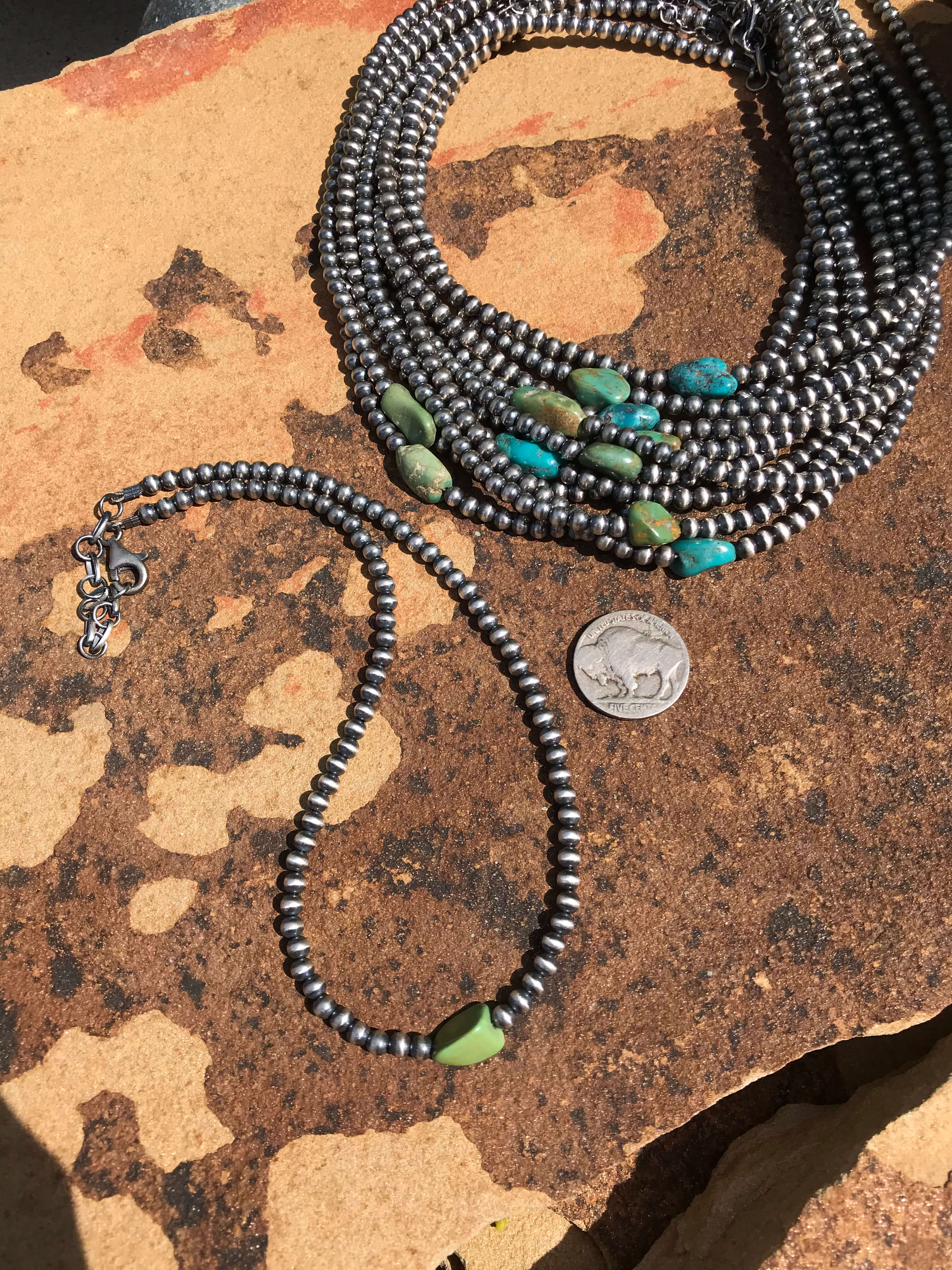 The Stagecoach Necklace-Necklaces-Calli Co., Turquoise and Silver Jewelry, Native American Handmade, Zuni Tribe, Navajo Tribe, Brock Texas