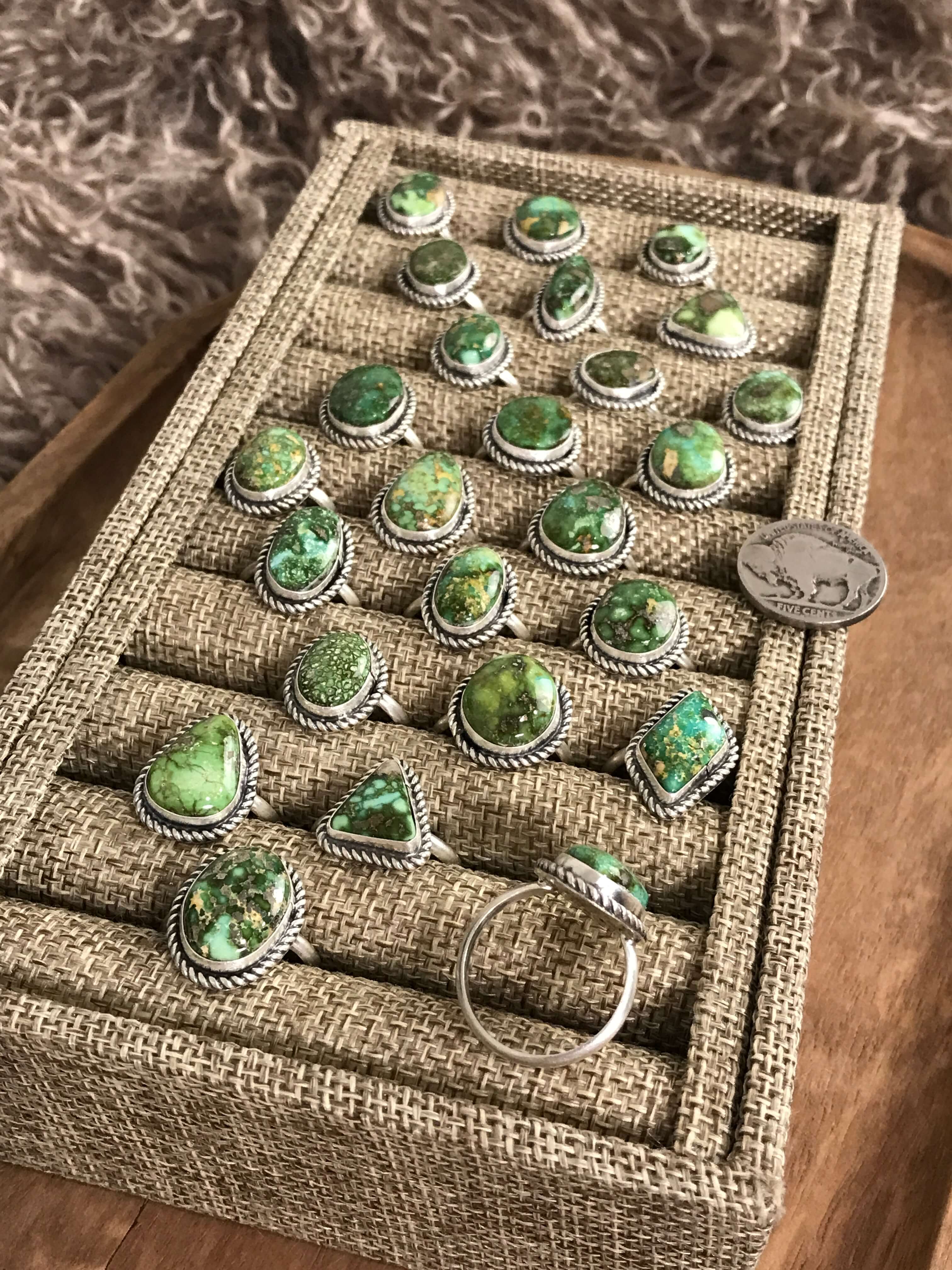 The Dawson Rings-Rings-Calli Co., Turquoise and Silver Jewelry, Native American Handmade, Zuni Tribe, Navajo Tribe, Brock Texas