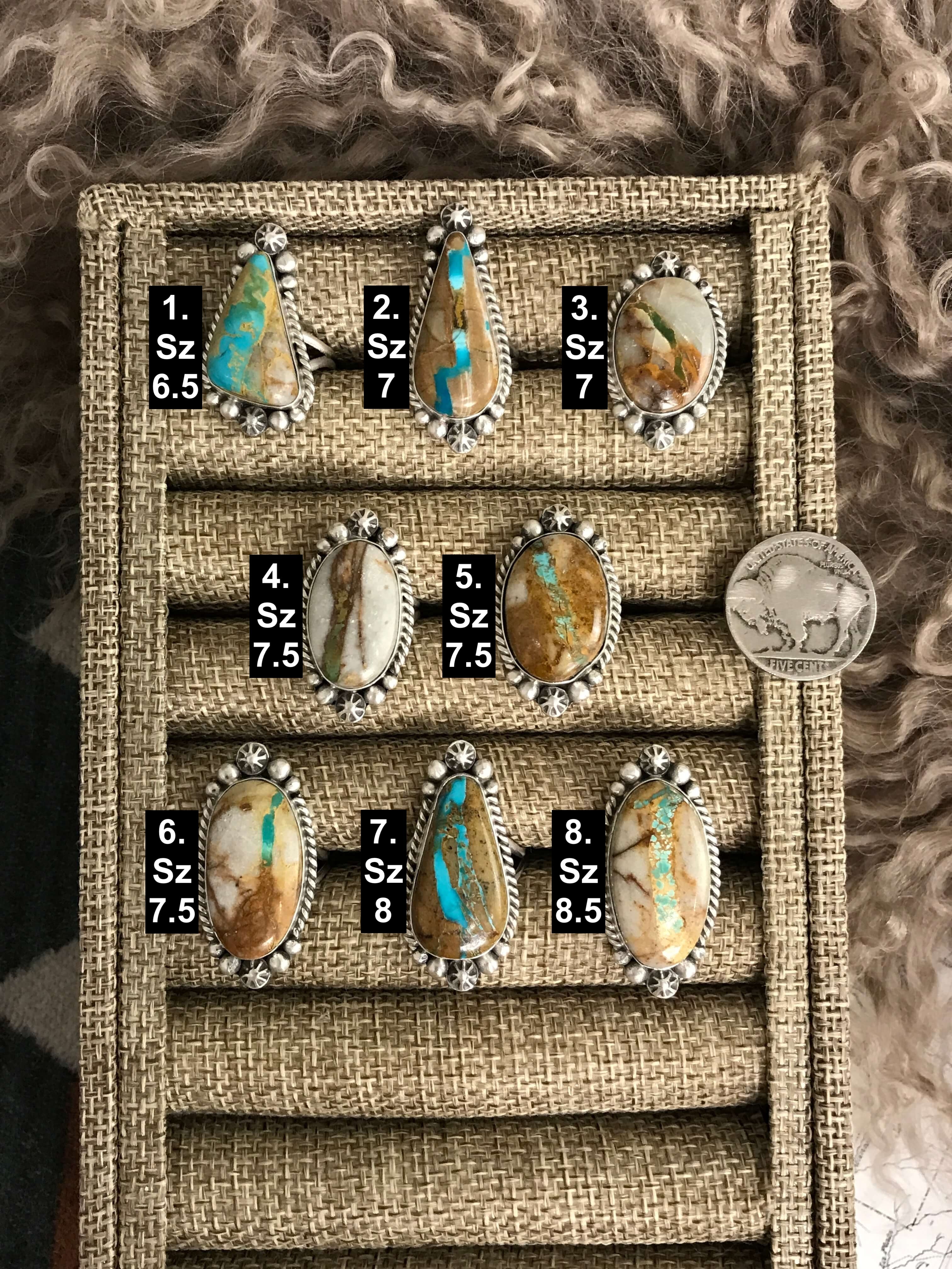 The Banks Rings-Rings-Calli Co., Turquoise and Silver Jewelry, Native American Handmade, Zuni Tribe, Navajo Tribe, Brock Texas
