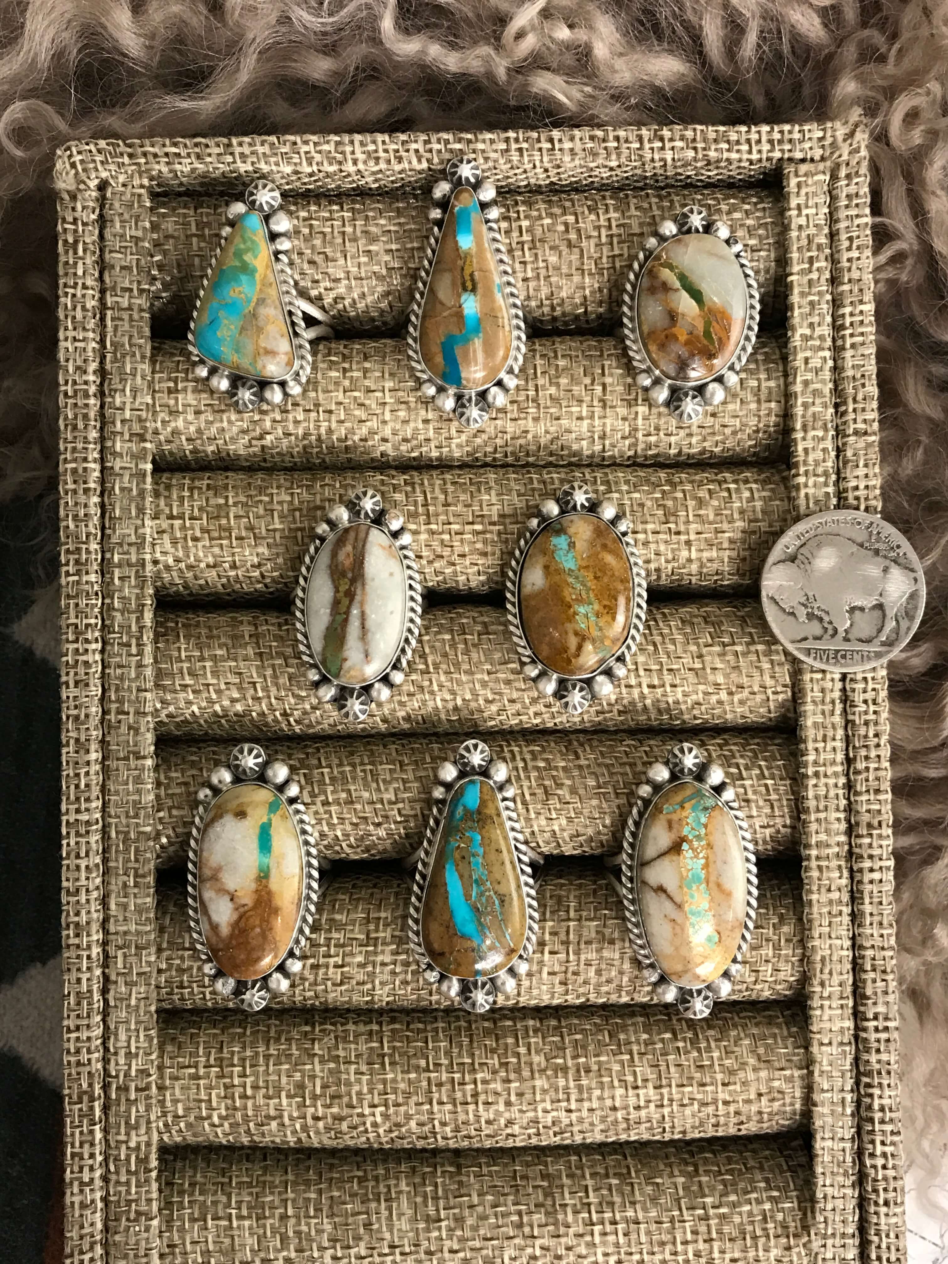The Banks Rings-Rings-Calli Co., Turquoise and Silver Jewelry, Native American Handmade, Zuni Tribe, Navajo Tribe, Brock Texas