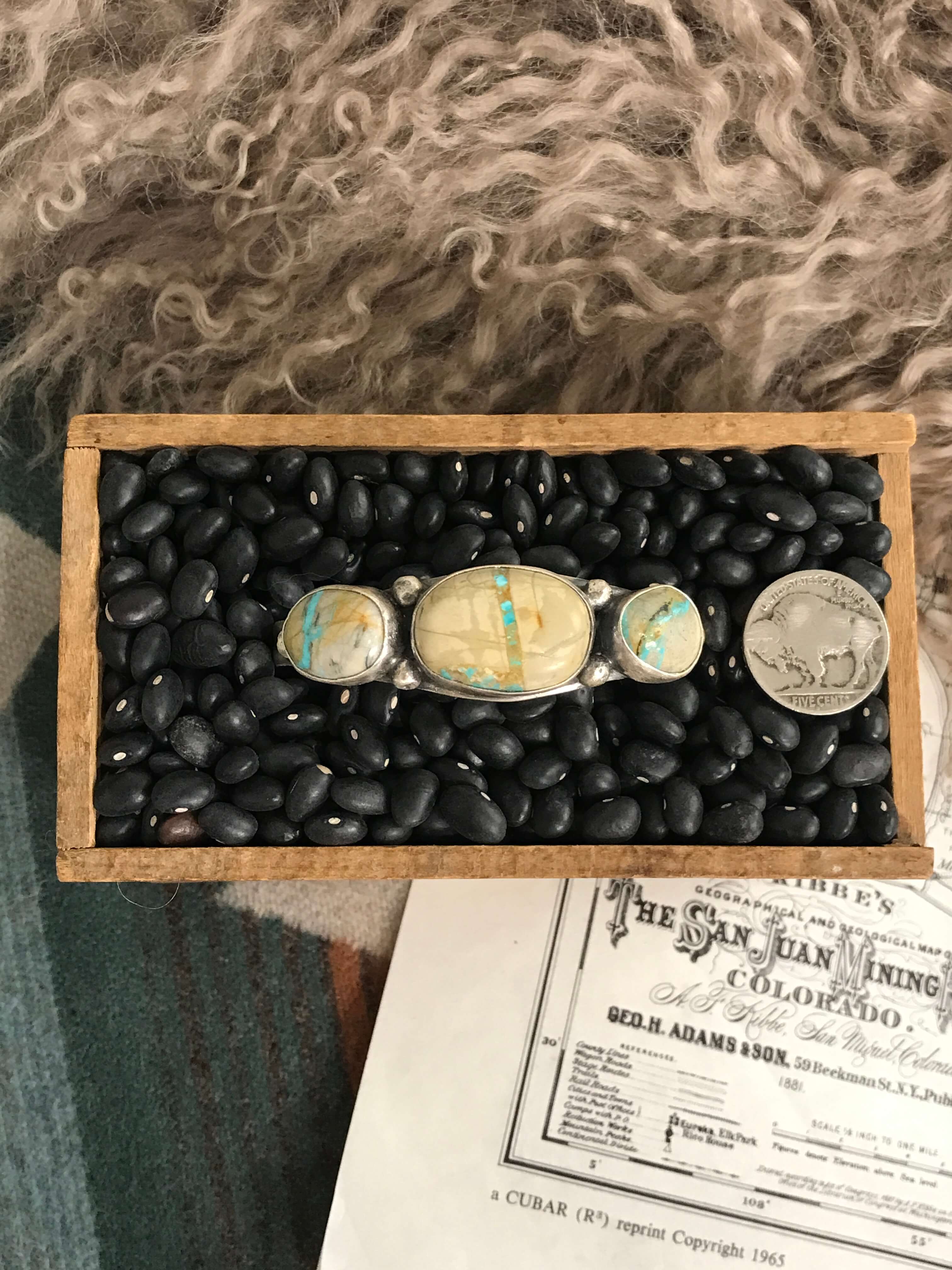 The 3 Stone Ribbon Cuff-Bracelets & Cuffs-Calli Co., Turquoise and Silver Jewelry, Native American Handmade, Zuni Tribe, Navajo Tribe, Brock Texas