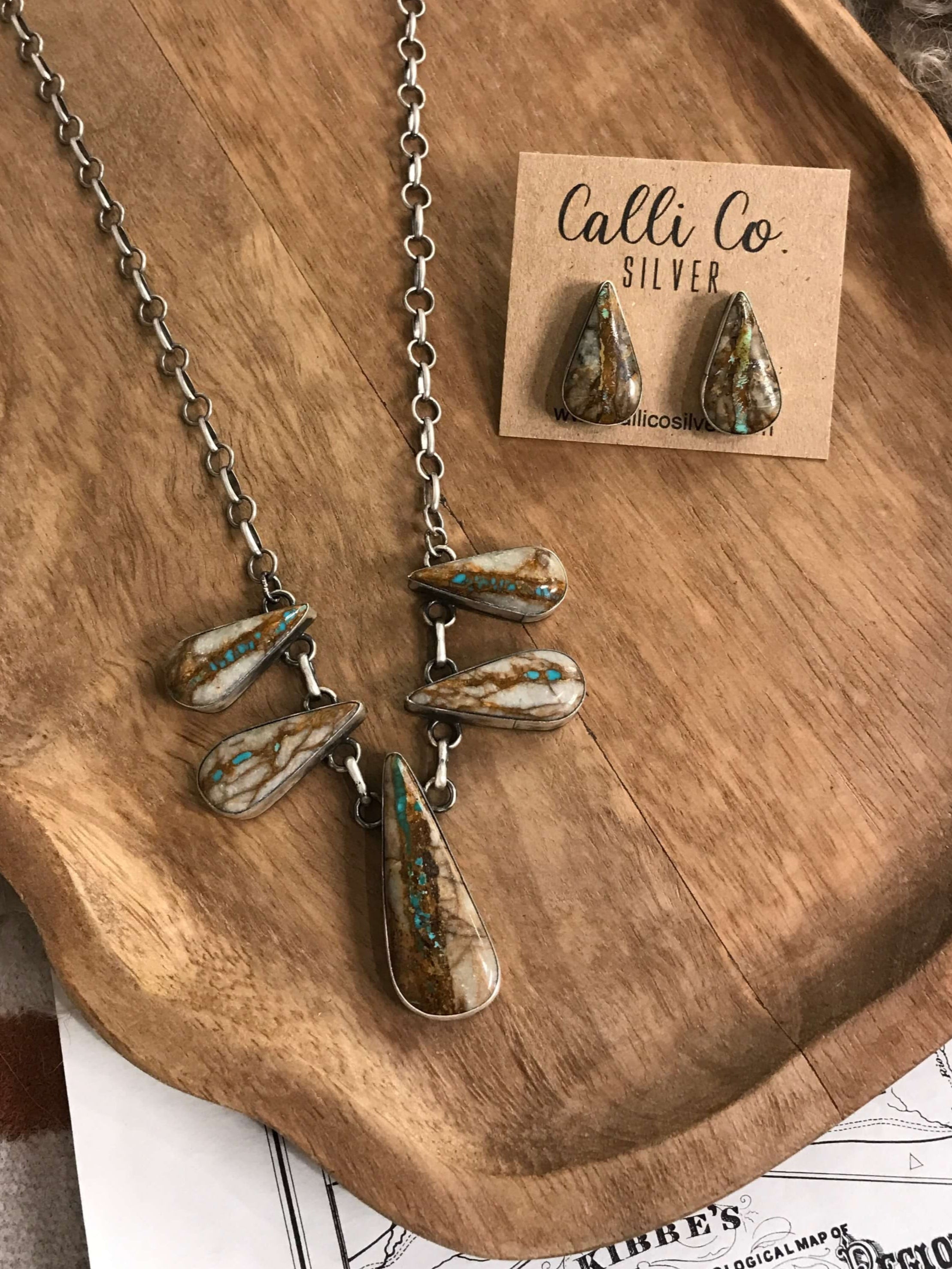 The Jorie Necklace Set-Necklaces-Calli Co., Turquoise and Silver Jewelry, Native American Handmade, Zuni Tribe, Navajo Tribe, Brock Texas