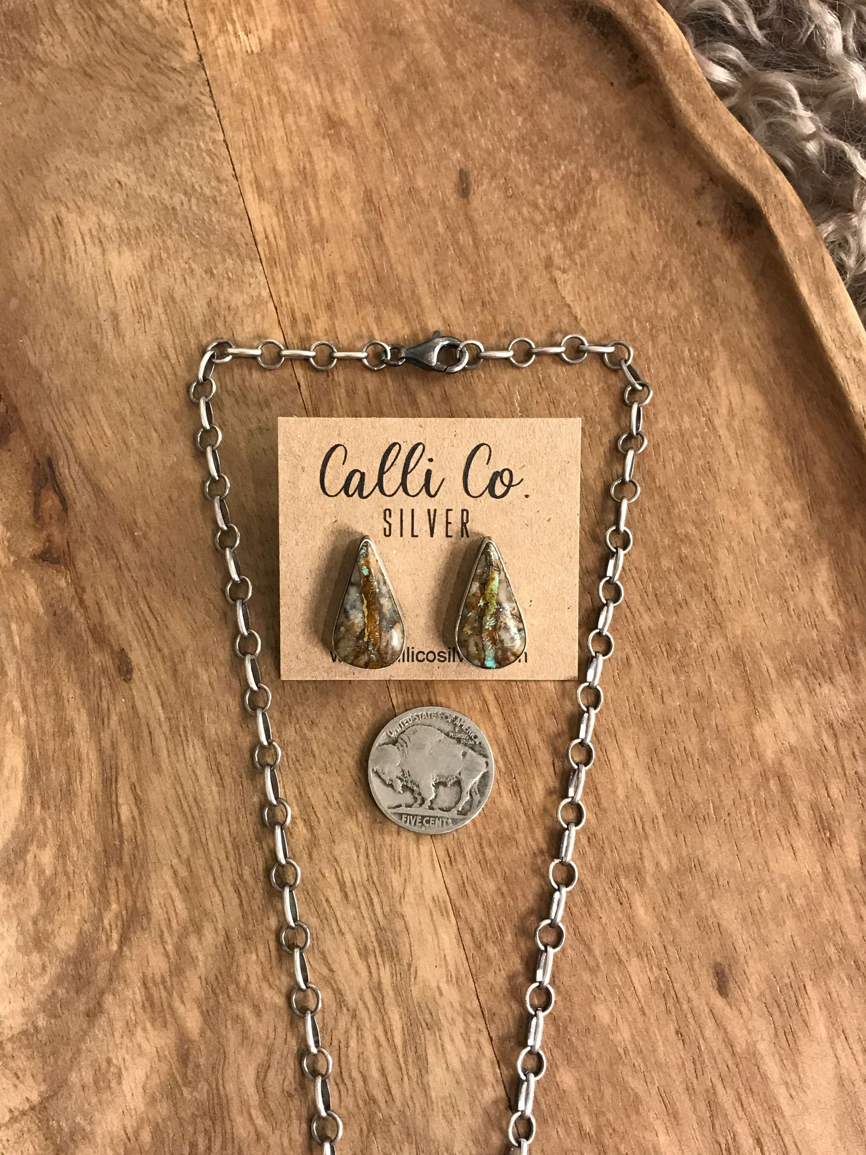 The Jorie Necklace Set-Necklaces-Calli Co., Turquoise and Silver Jewelry, Native American Handmade, Zuni Tribe, Navajo Tribe, Brock Texas