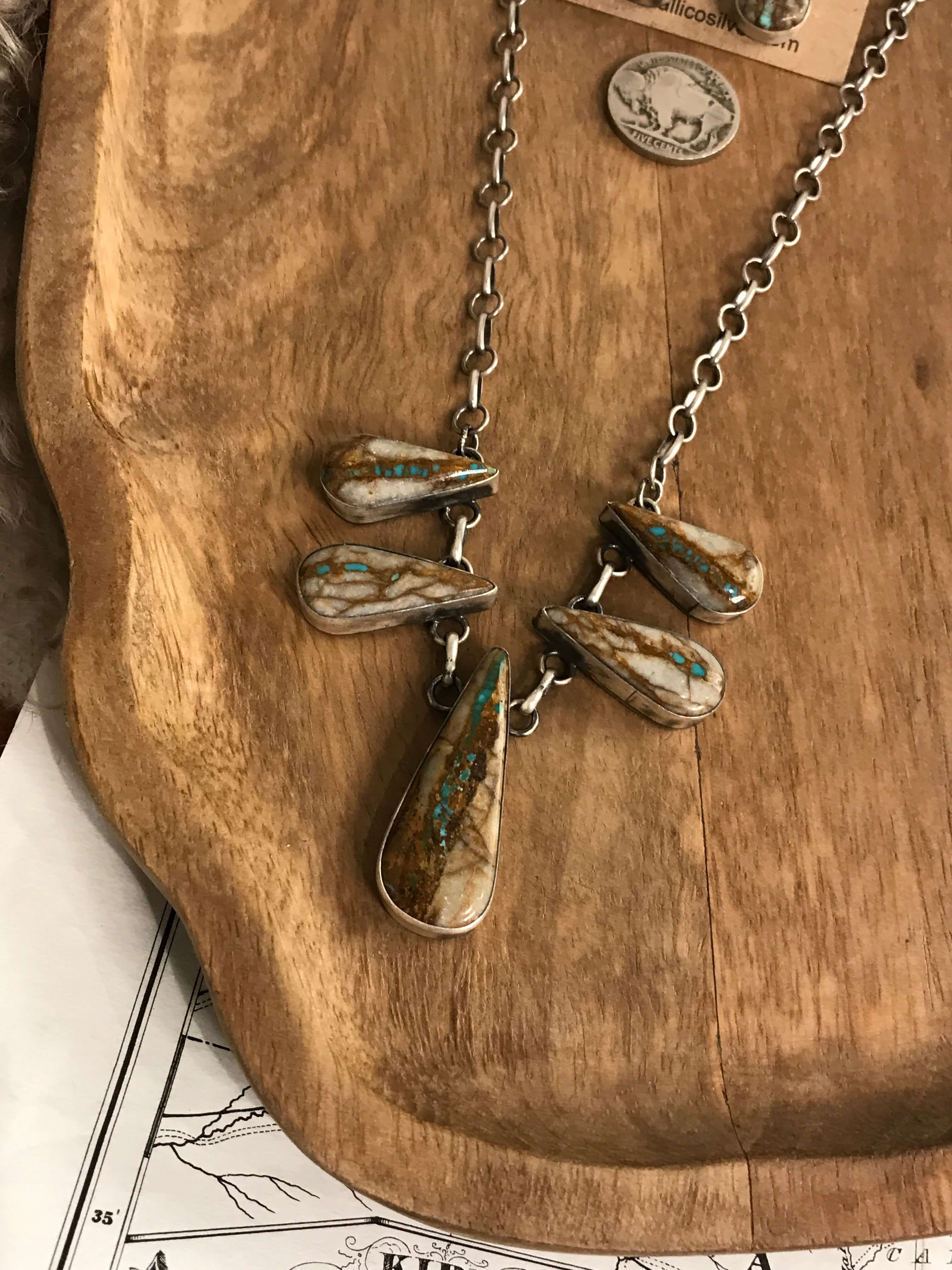 The Jorie Necklace Set-Necklaces-Calli Co., Turquoise and Silver Jewelry, Native American Handmade, Zuni Tribe, Navajo Tribe, Brock Texas