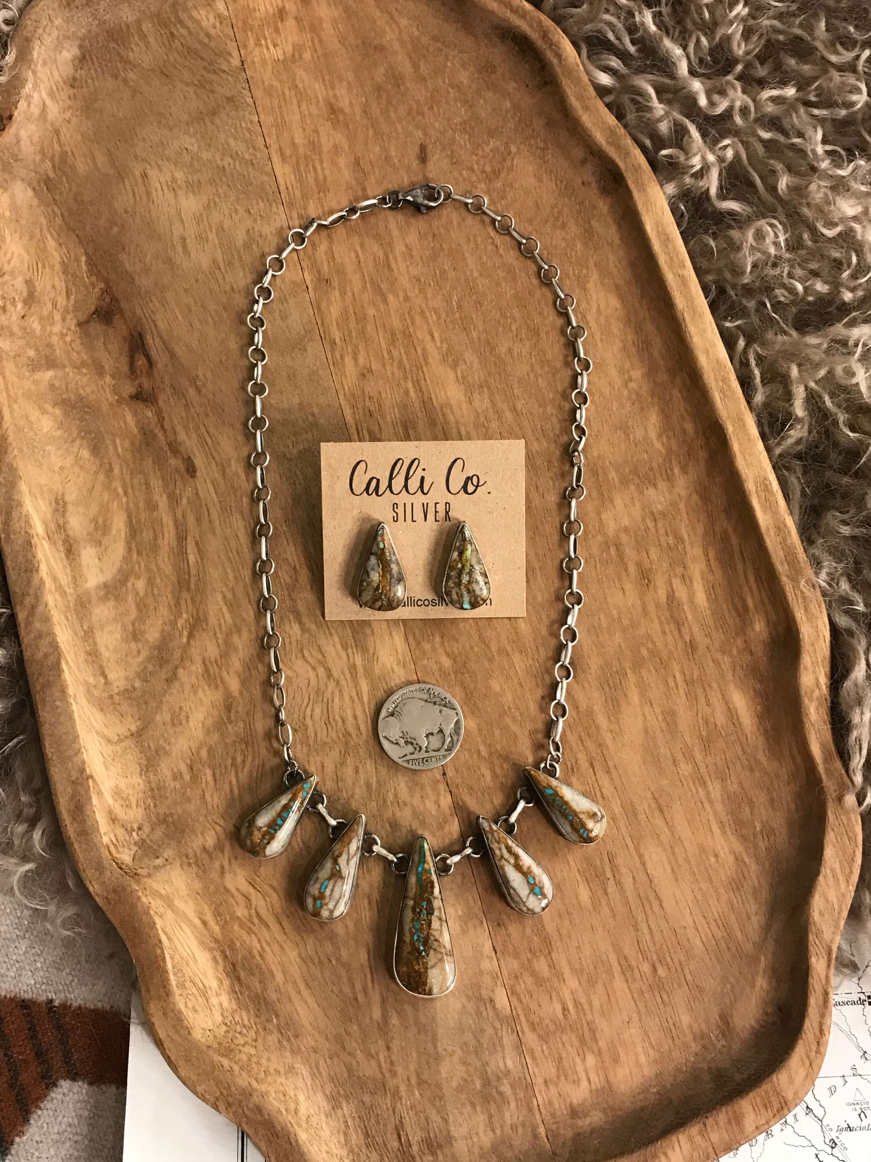 The Jorie Necklace Set-Necklaces-Calli Co., Turquoise and Silver Jewelry, Native American Handmade, Zuni Tribe, Navajo Tribe, Brock Texas