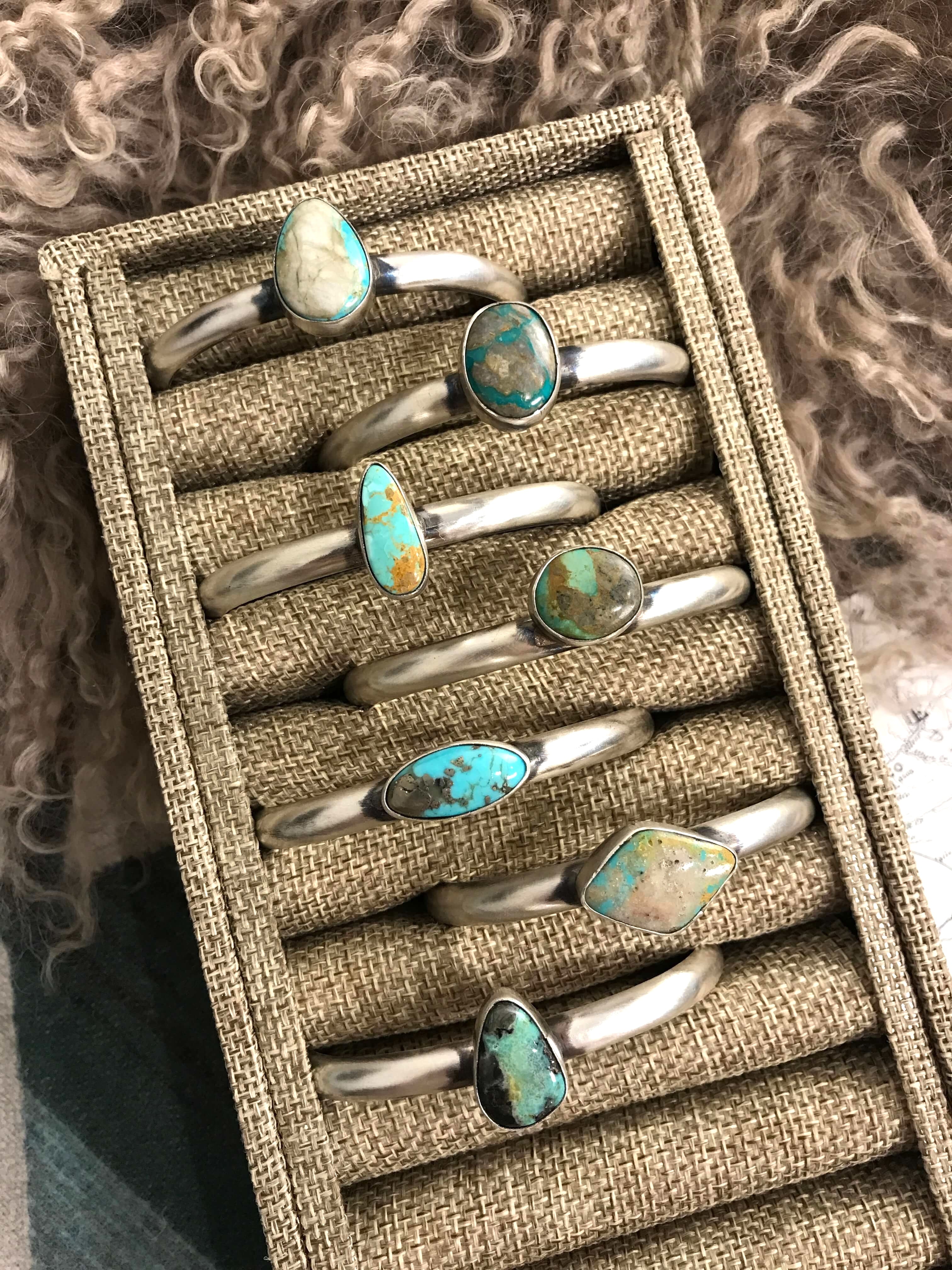 The Leland Cuffs-Bracelets & Cuffs-Calli Co., Turquoise and Silver Jewelry, Native American Handmade, Zuni Tribe, Navajo Tribe, Brock Texas