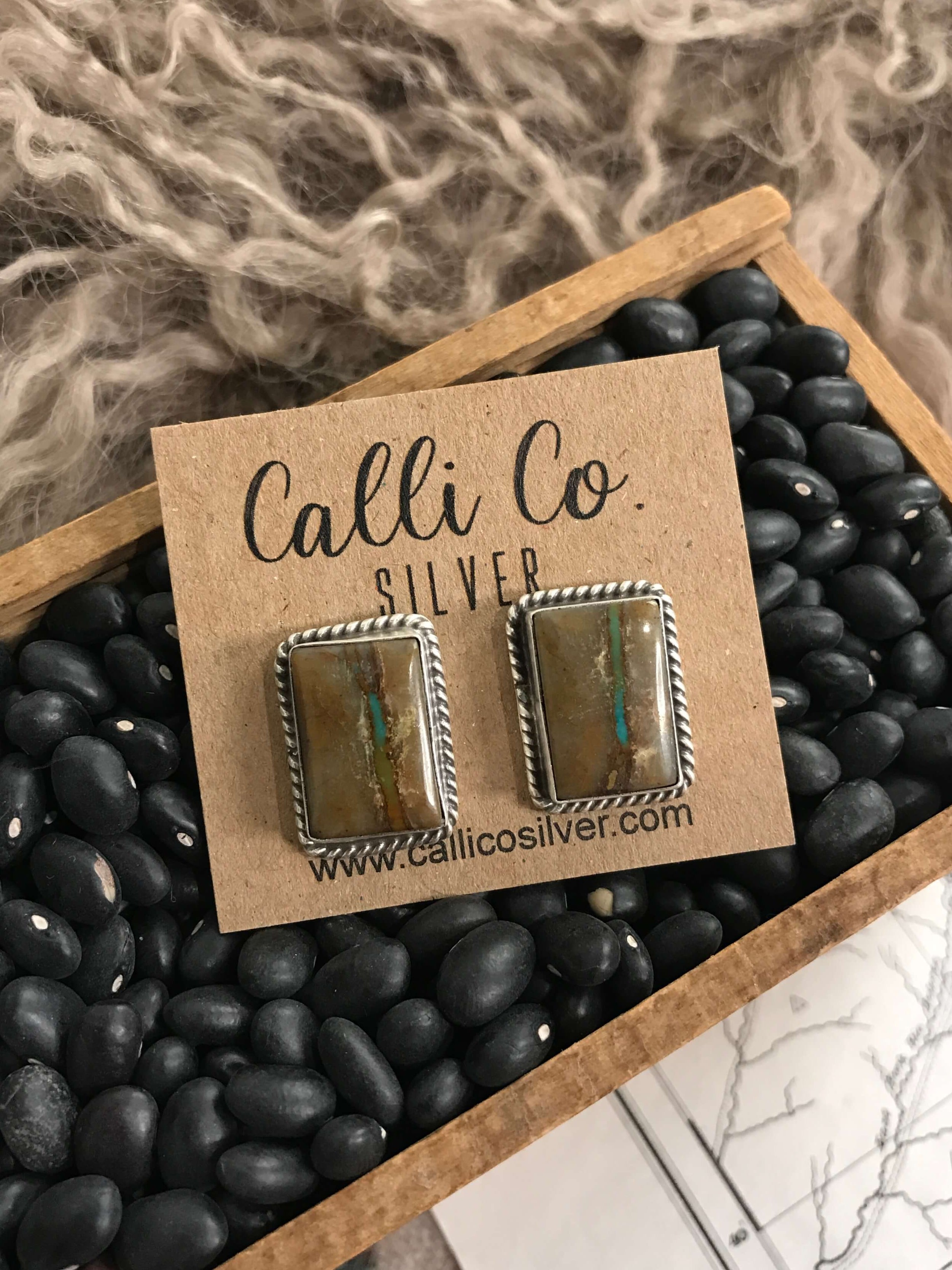 The Ribbon Studs, 6-Earrings-Calli Co., Turquoise and Silver Jewelry, Native American Handmade, Zuni Tribe, Navajo Tribe, Brock Texas