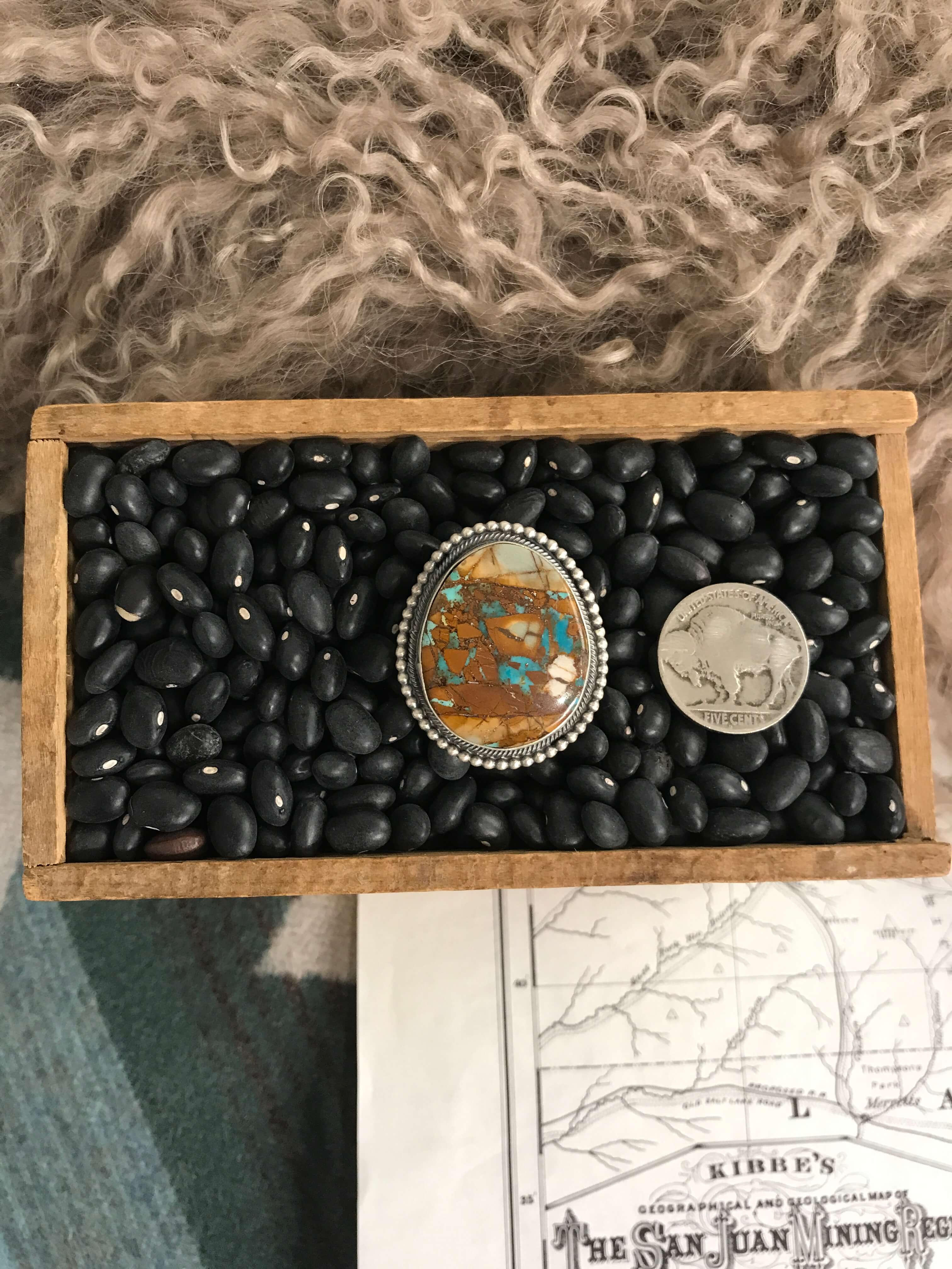 The Chesney Ring, Sz 6.5-Rings-Calli Co., Turquoise and Silver Jewelry, Native American Handmade, Zuni Tribe, Navajo Tribe, Brock Texas