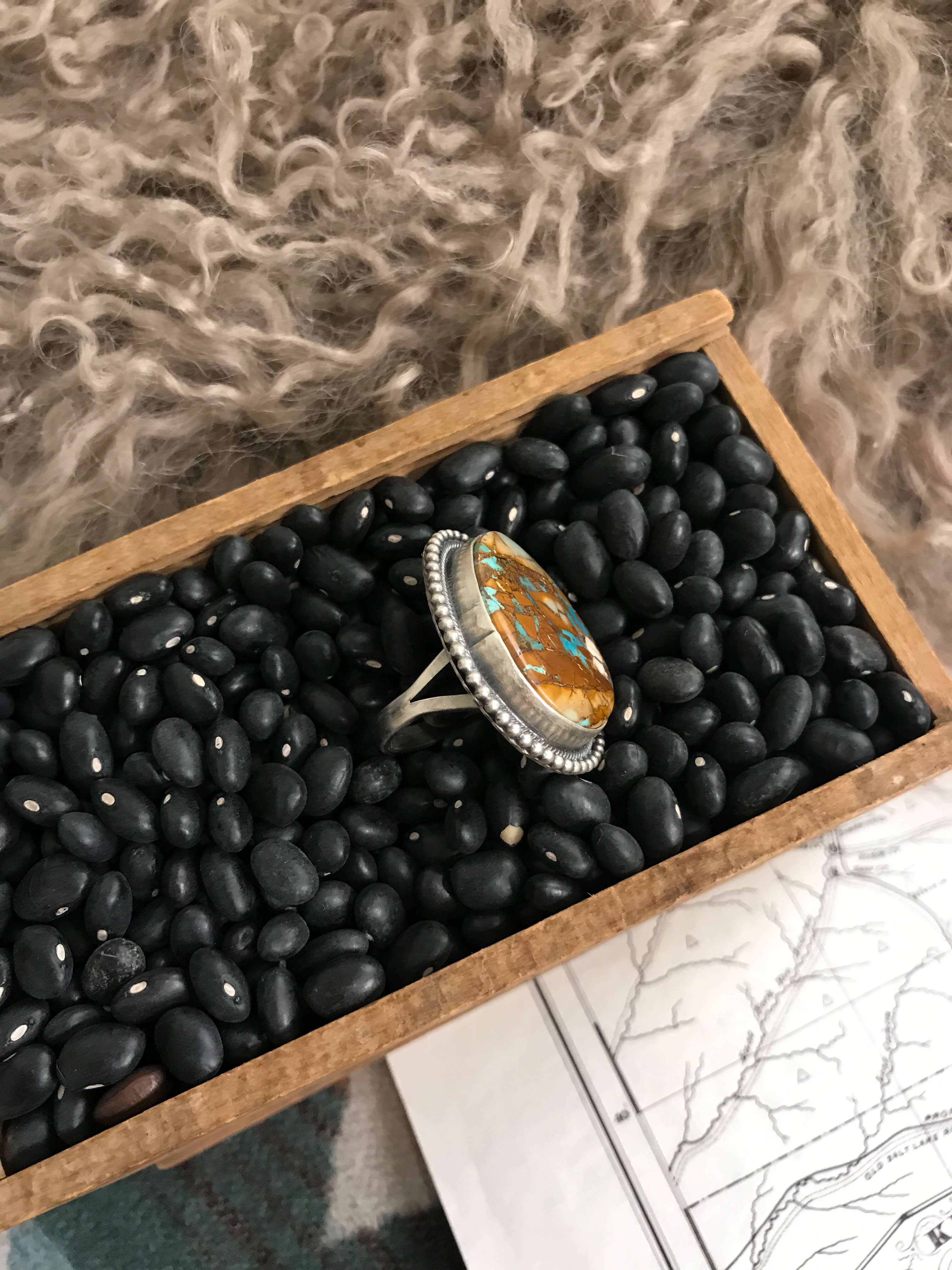 The Chesney Ring, Sz 6.5-Rings-Calli Co., Turquoise and Silver Jewelry, Native American Handmade, Zuni Tribe, Navajo Tribe, Brock Texas