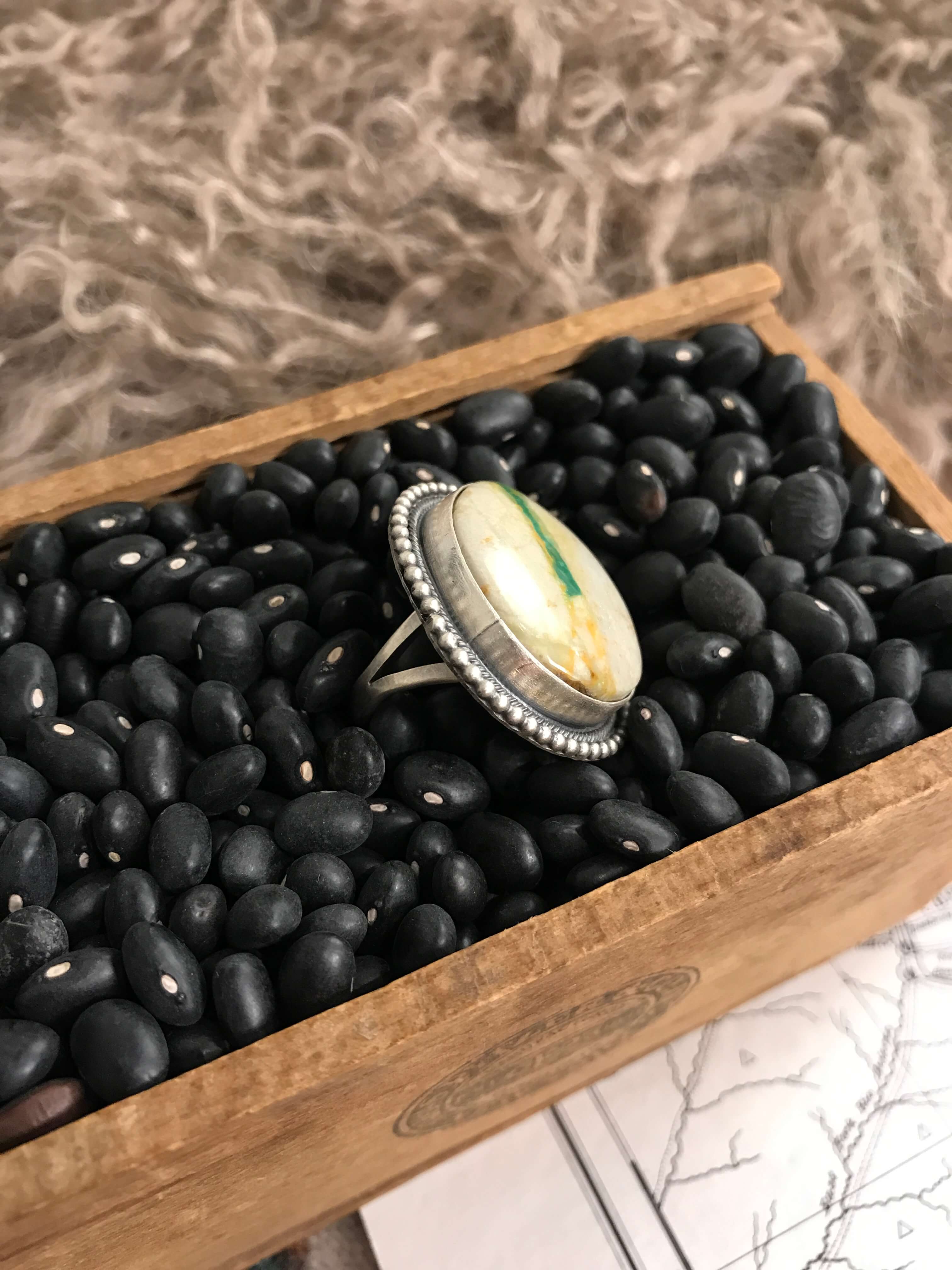 The Reverie Ring, Sz 6-Rings-Calli Co., Turquoise and Silver Jewelry, Native American Handmade, Zuni Tribe, Navajo Tribe, Brock Texas