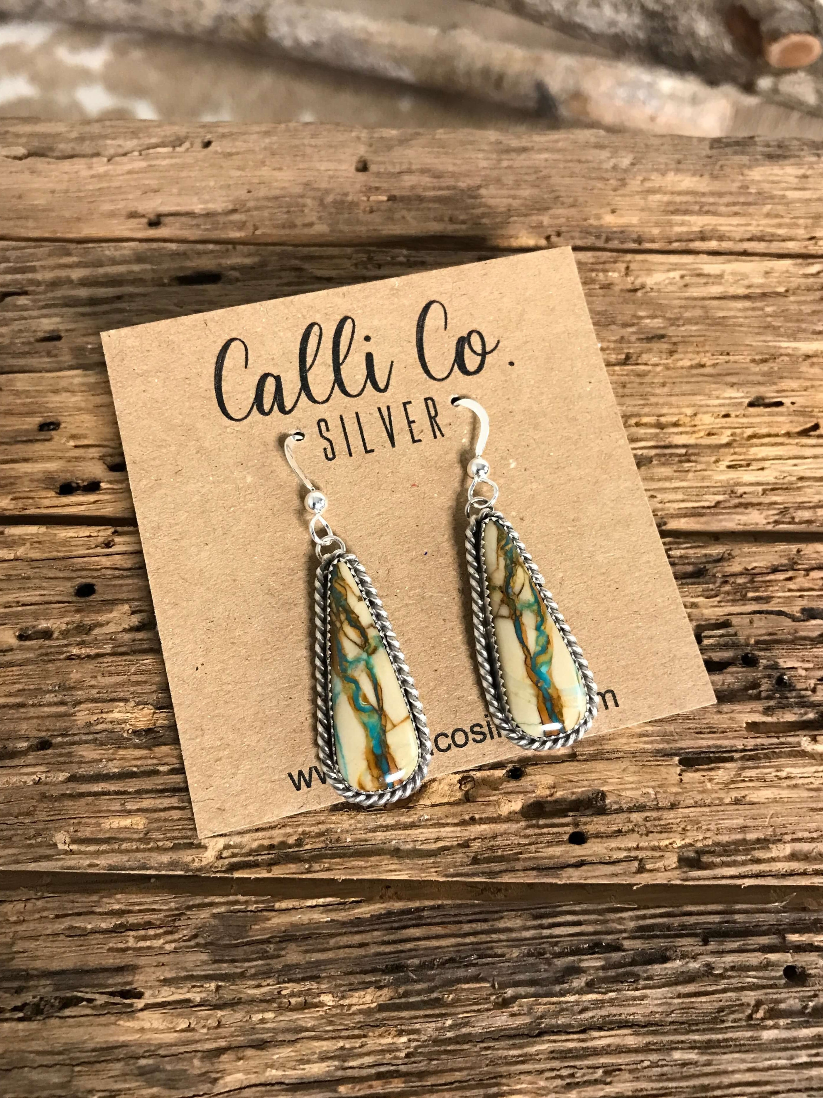 The Turquoise Dangles, 23-Earrings-Calli Co., Turquoise and Silver Jewelry, Native American Handmade, Zuni Tribe, Navajo Tribe, Brock Texas