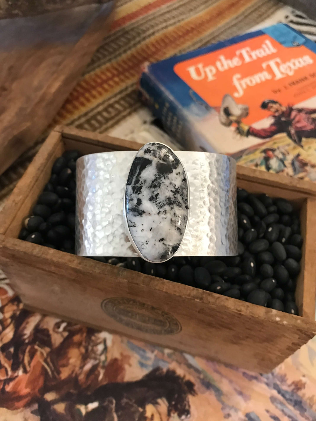 The Belle River White Buffalo Cuff, 11-Bracelets & Cuffs-Calli Co., Turquoise and Silver Jewelry, Native American Handmade, Zuni Tribe, Navajo Tribe, Brock Texas