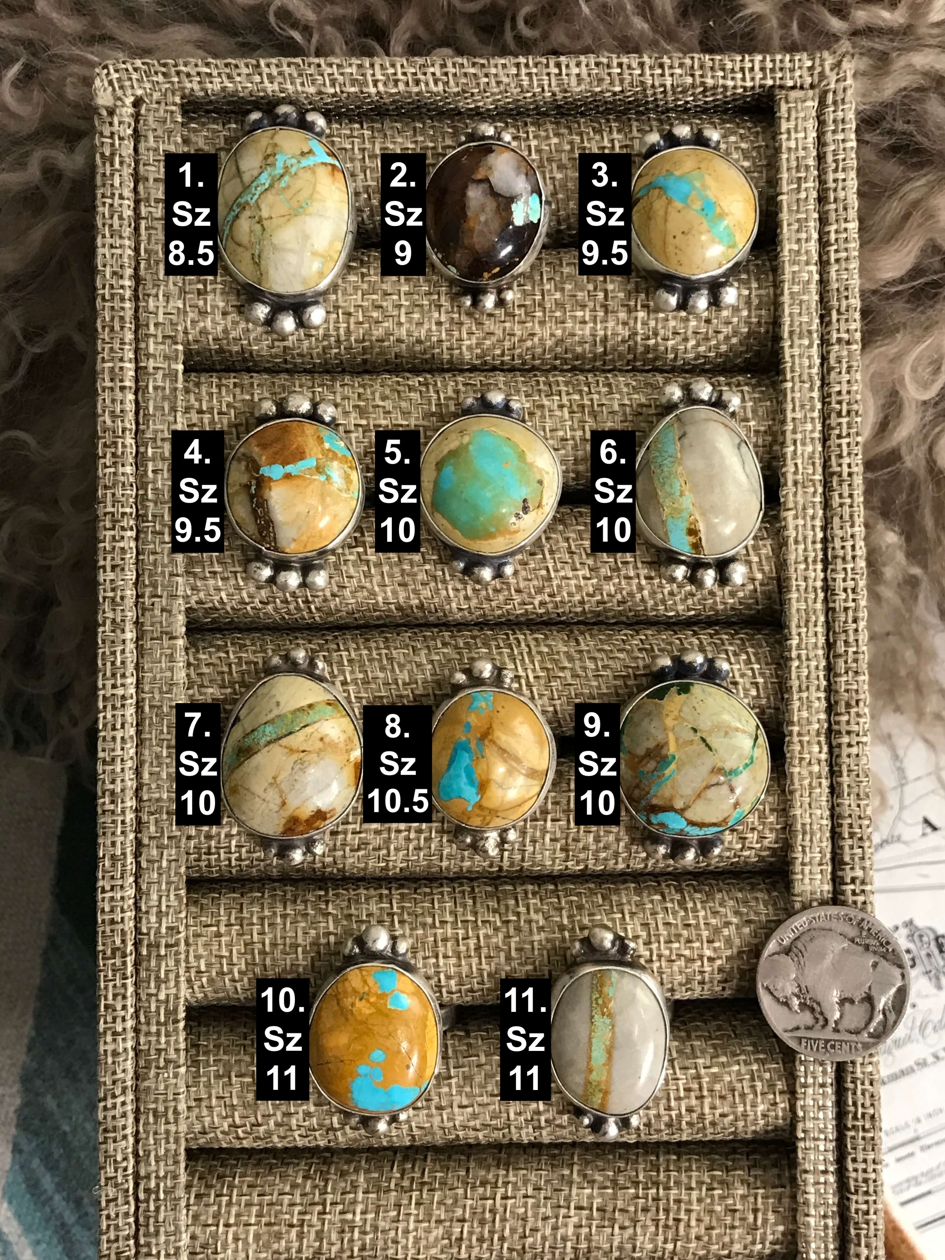 The Rimrock Rings-Rings-Calli Co., Turquoise and Silver Jewelry, Native American Handmade, Zuni Tribe, Navajo Tribe, Brock Texas
