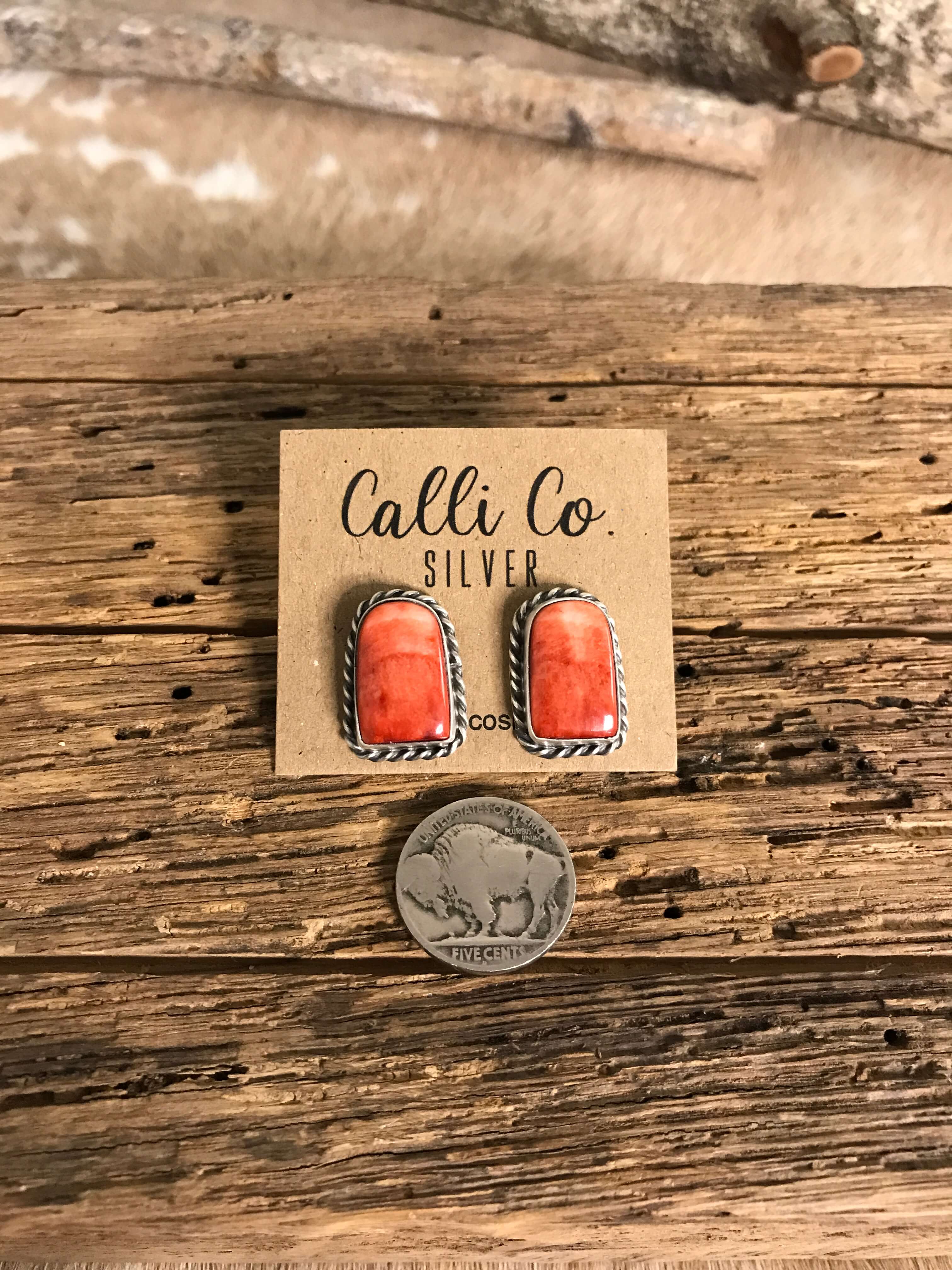The Spiny Studs, 2-Earrings-Calli Co., Turquoise and Silver Jewelry, Native American Handmade, Zuni Tribe, Navajo Tribe, Brock Texas