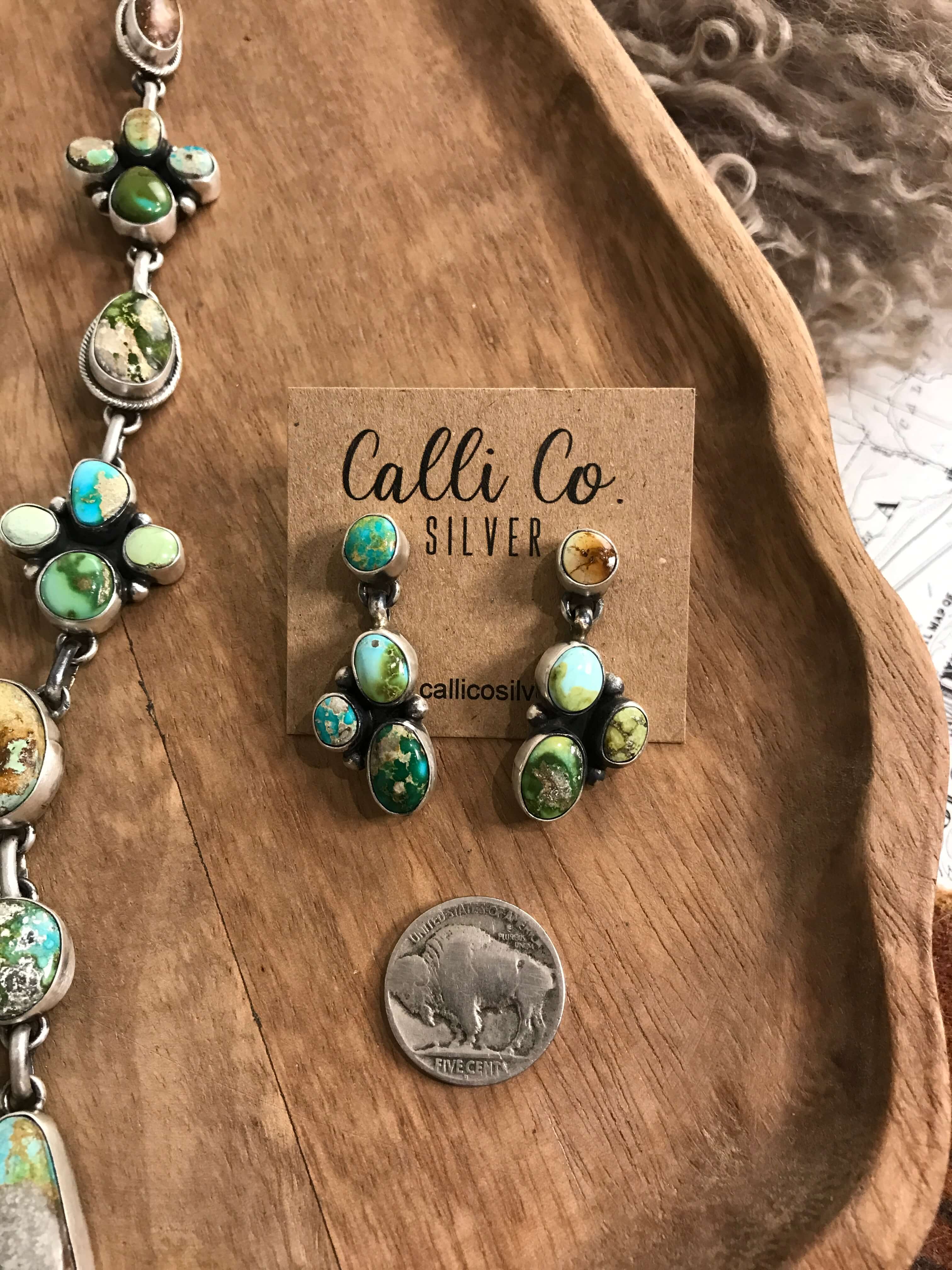 The Eastwood Lariat Necklace Set-Necklaces-Calli Co., Turquoise and Silver Jewelry, Native American Handmade, Zuni Tribe, Navajo Tribe, Brock Texas