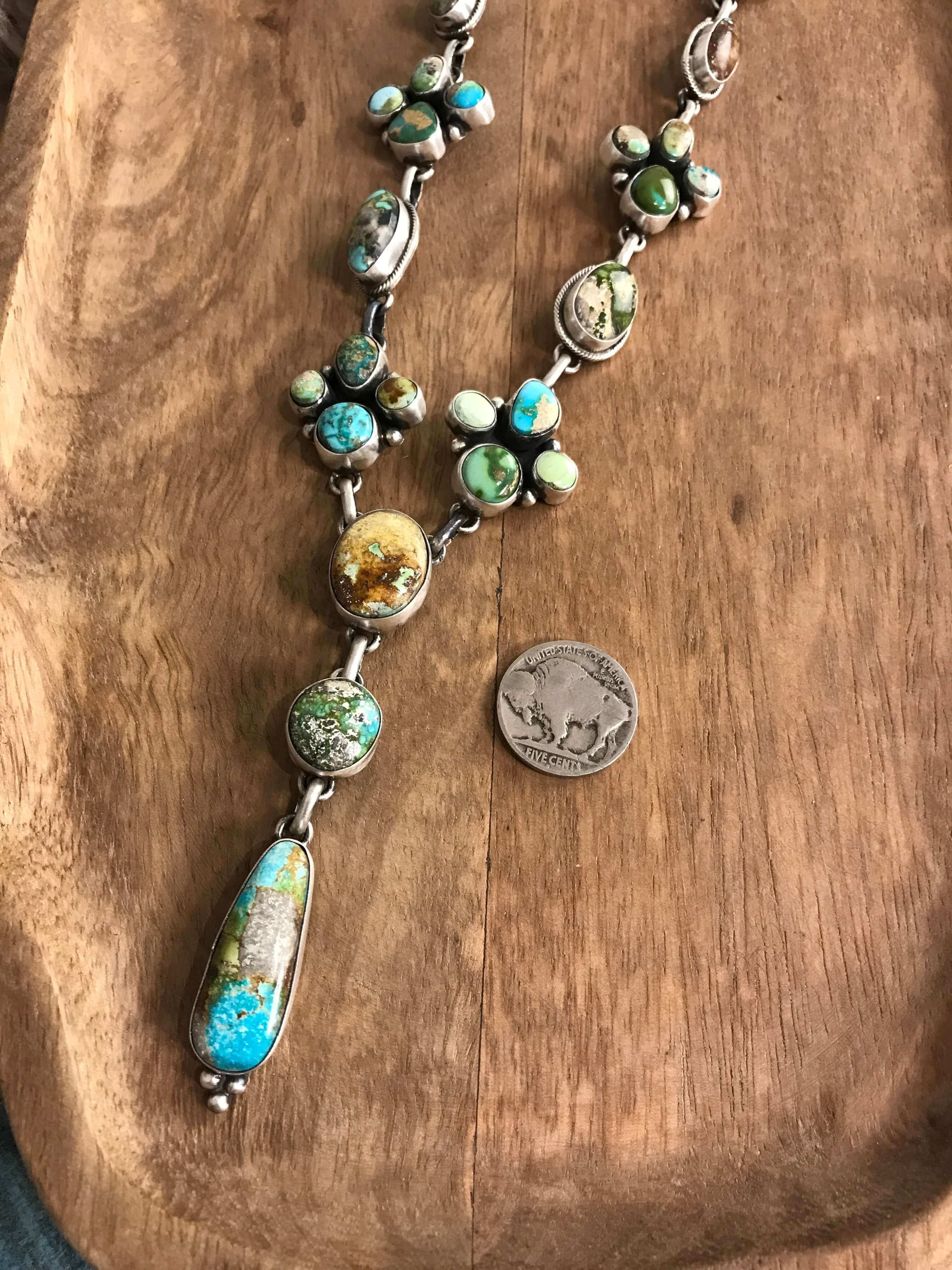 The Eastwood Lariat Necklace Set-Necklaces-Calli Co., Turquoise and Silver Jewelry, Native American Handmade, Zuni Tribe, Navajo Tribe, Brock Texas