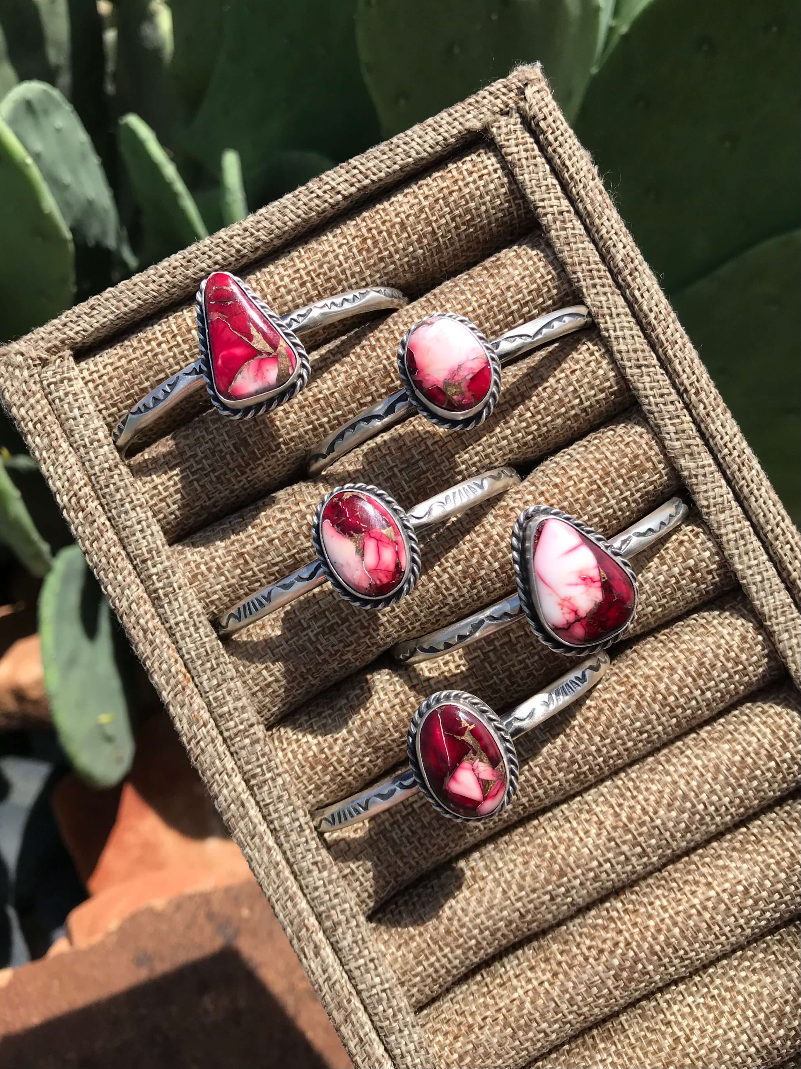 The Molina Dahlia Rose Cuffs-Bracelets & Cuffs-Calli Co., Turquoise and Silver Jewelry, Native American Handmade, Zuni Tribe, Navajo Tribe, Brock Texas