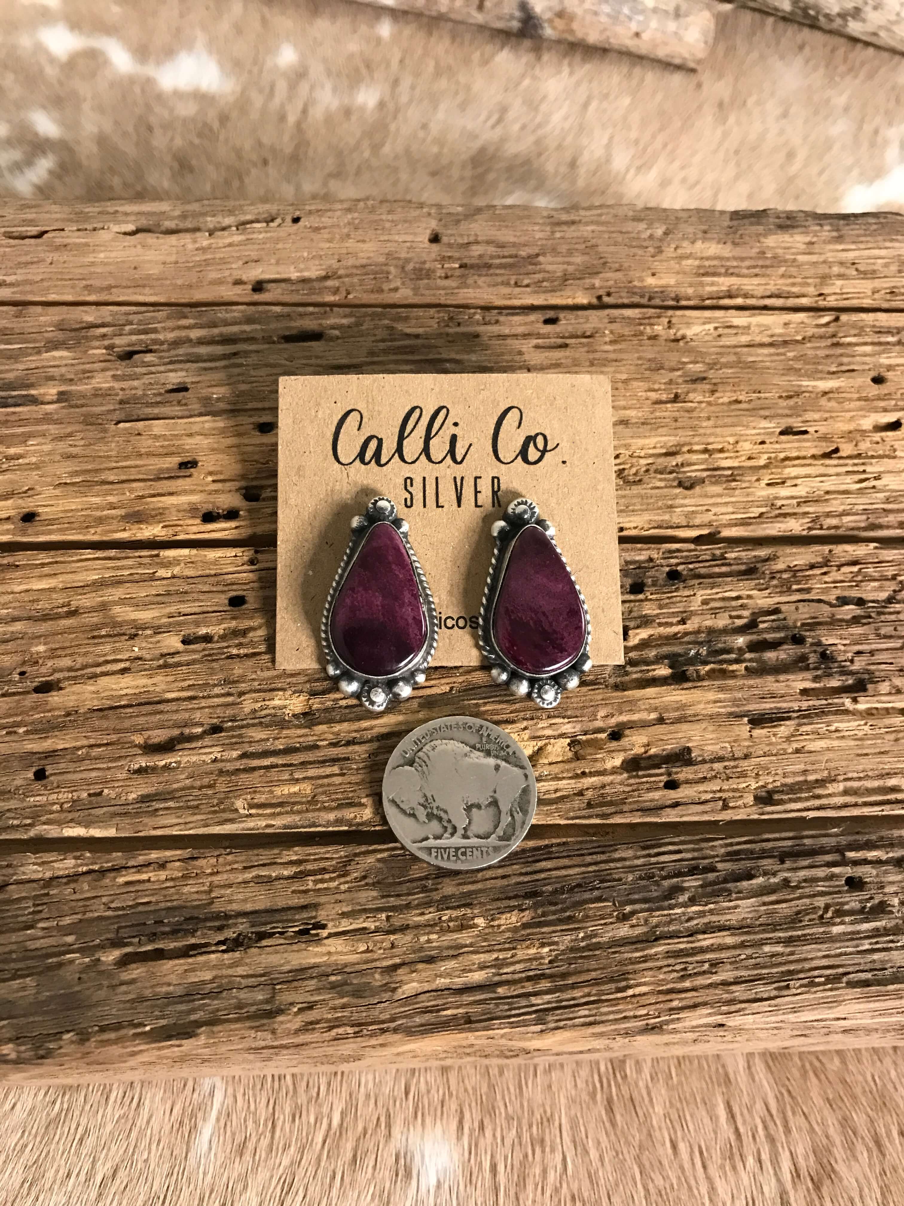 The Spiny Studs, 6-Earrings-Calli Co., Turquoise and Silver Jewelry, Native American Handmade, Zuni Tribe, Navajo Tribe, Brock Texas