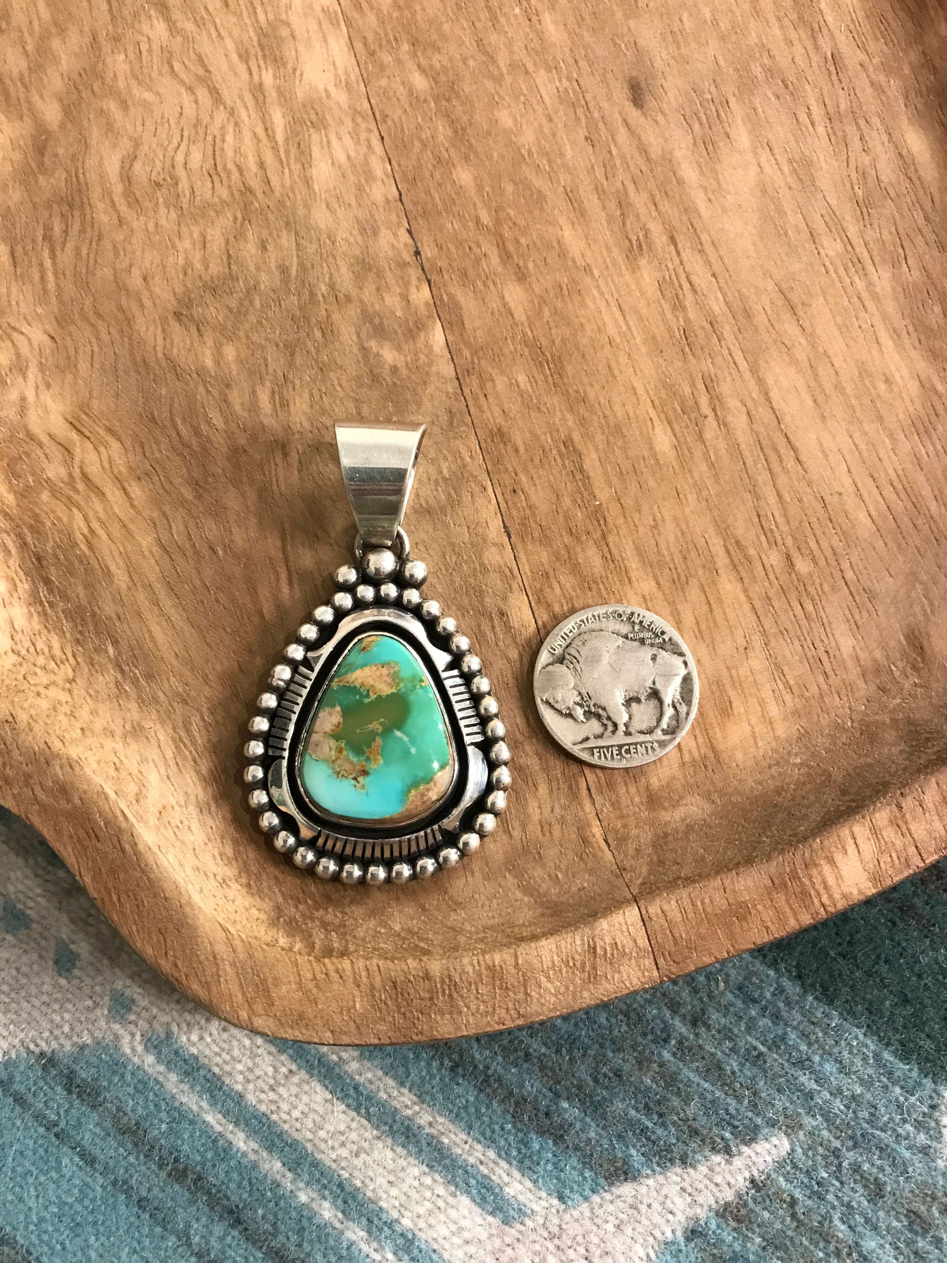 The Wildcatter Pendant-Pendants-Calli Co., Turquoise and Silver Jewelry, Native American Handmade, Zuni Tribe, Navajo Tribe, Brock Texas