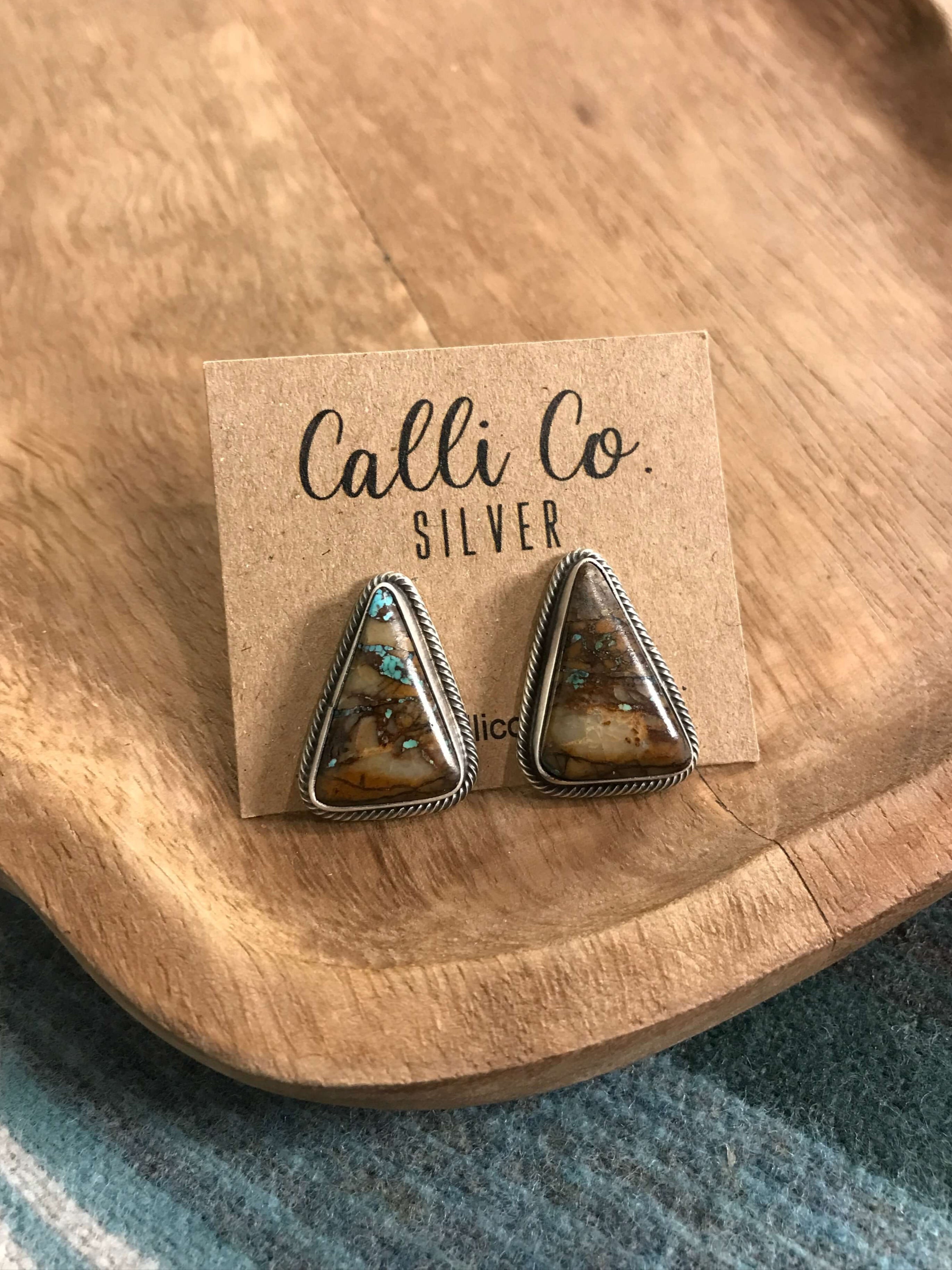 The Ribbon Studs, 11-Earrings-Calli Co., Turquoise and Silver Jewelry, Native American Handmade, Zuni Tribe, Navajo Tribe, Brock Texas