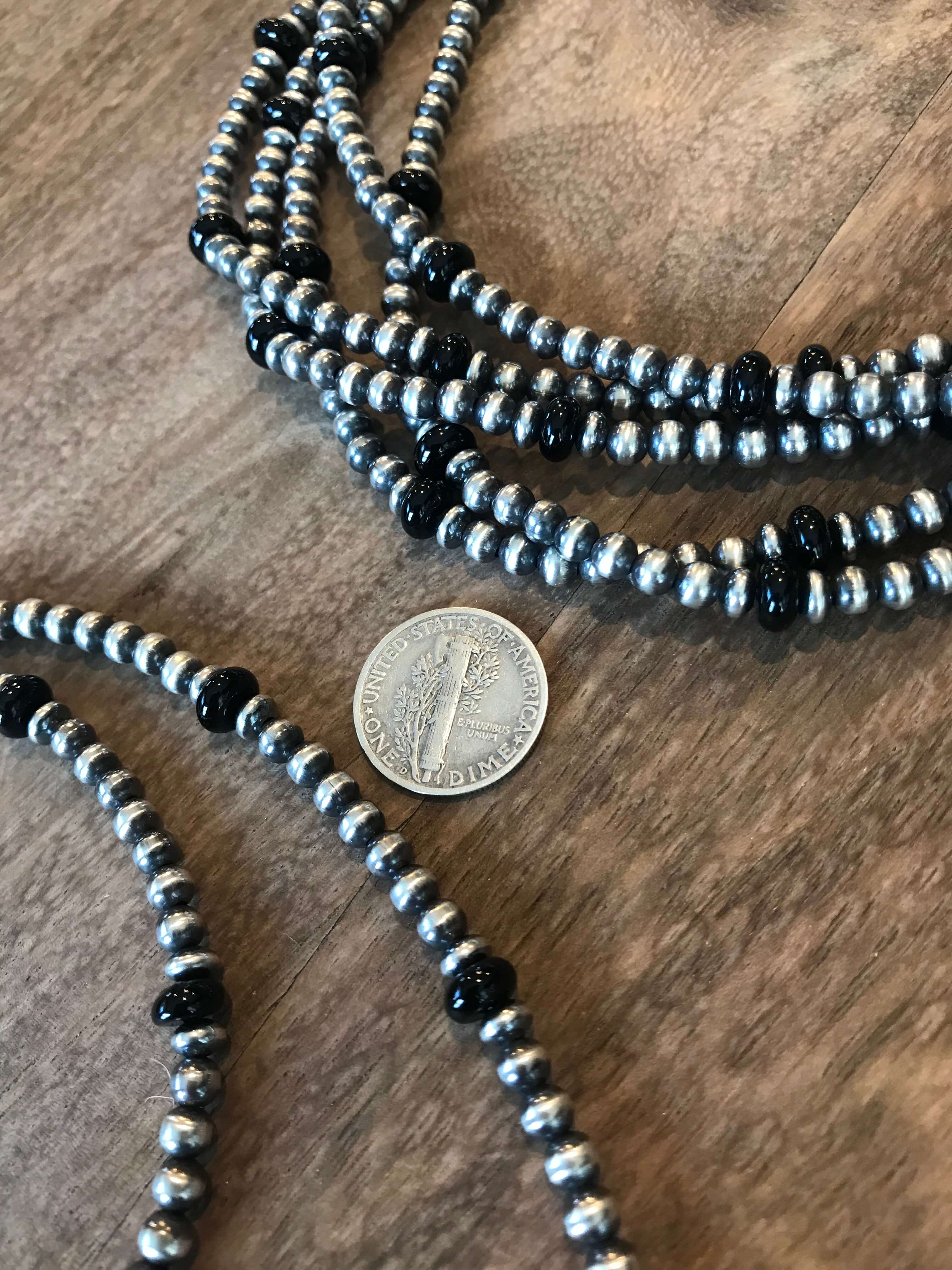 The Slade Necklace in Onyx-Necklaces-Calli Co., Turquoise and Silver Jewelry, Native American Handmade, Zuni Tribe, Navajo Tribe, Brock Texas