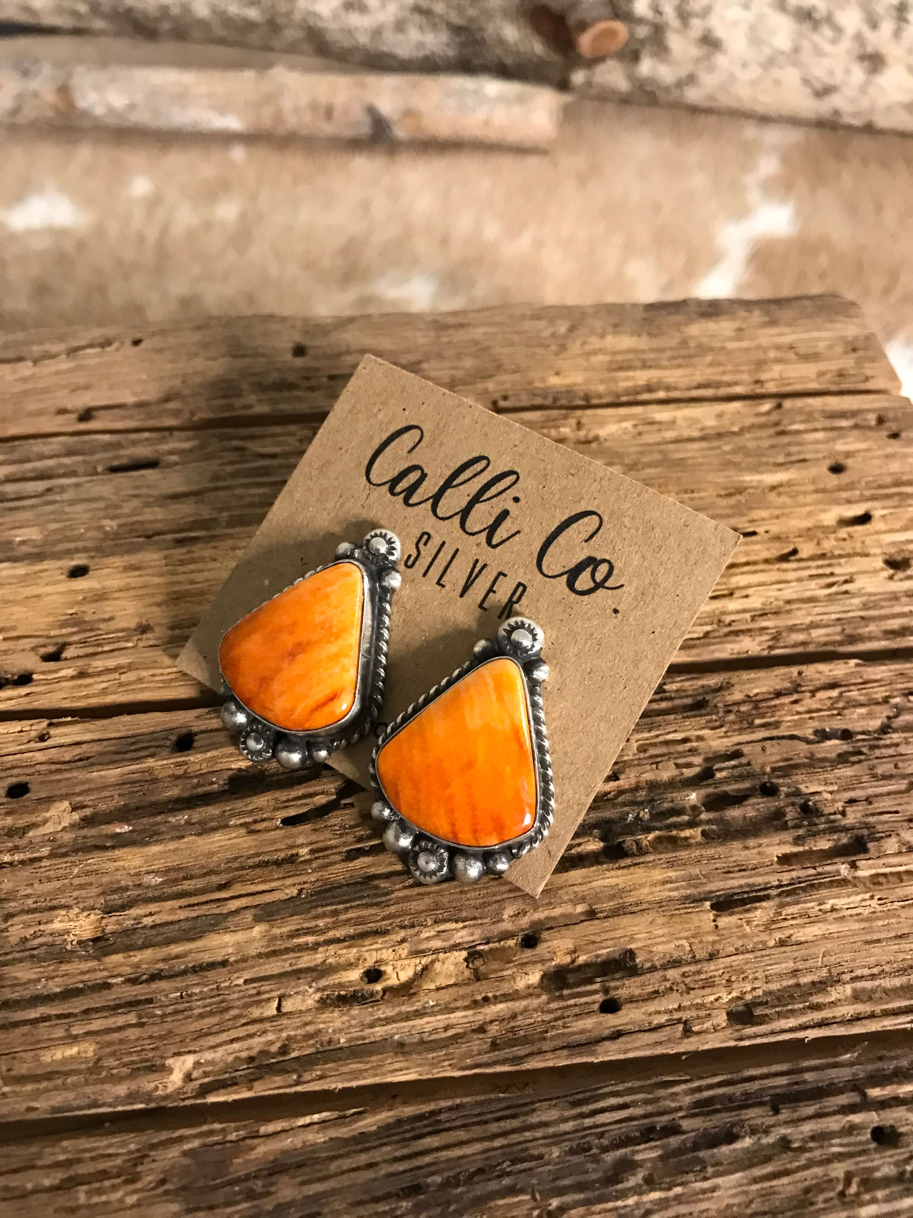 The Spiny Studs, 14-Earrings-Calli Co., Turquoise and Silver Jewelry, Native American Handmade, Zuni Tribe, Navajo Tribe, Brock Texas