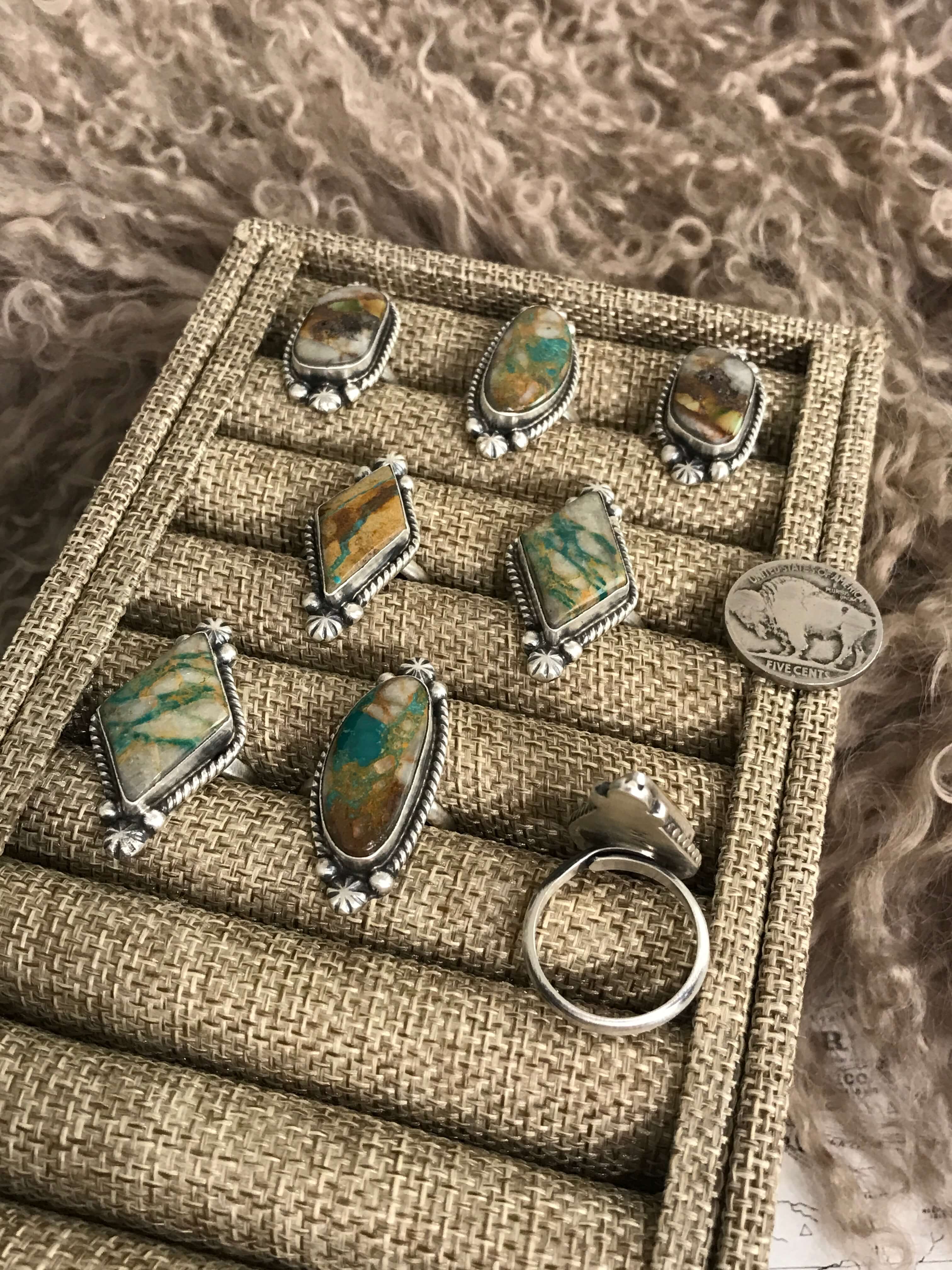 The Seager Adjustable Rings-Rings-Calli Co., Turquoise and Silver Jewelry, Native American Handmade, Zuni Tribe, Navajo Tribe, Brock Texas