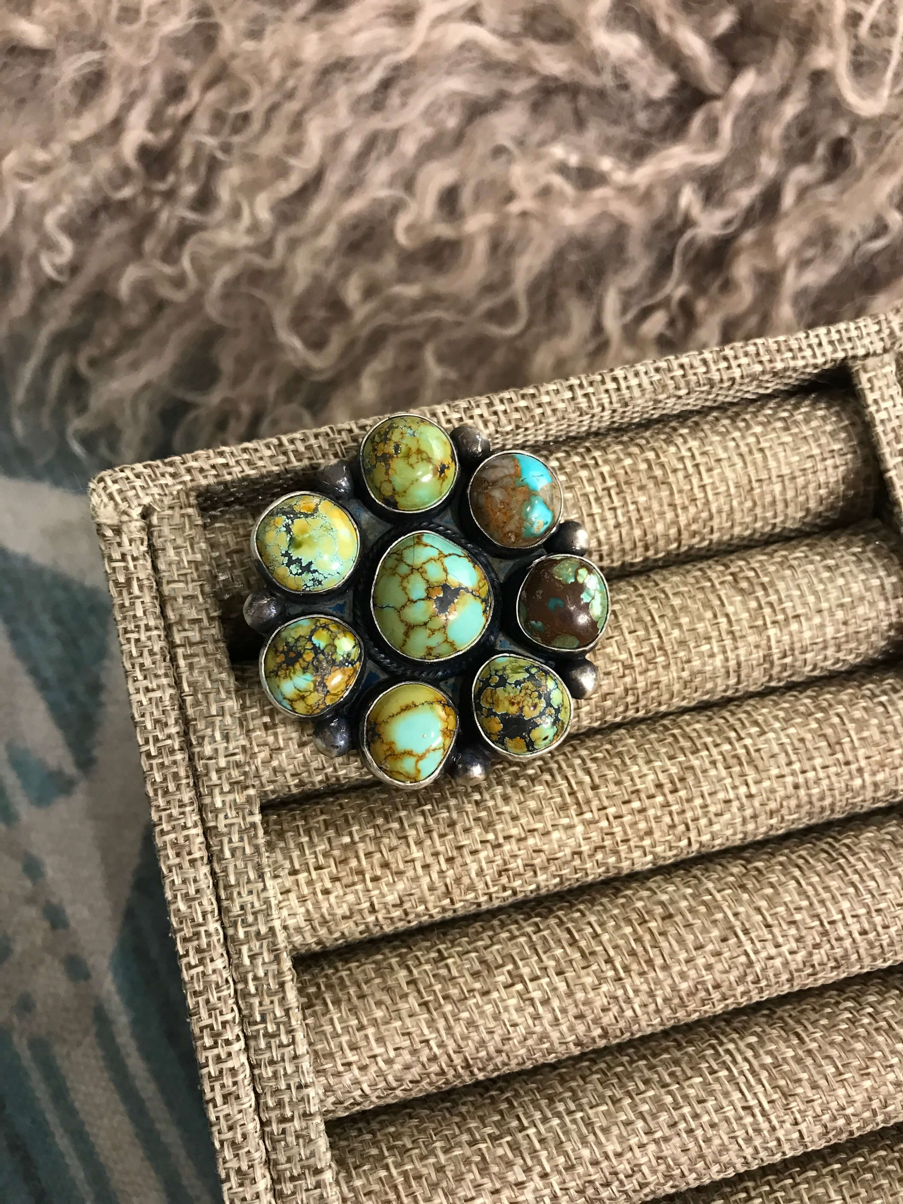 The Bluffton Ring 1, Sz 9-Rings-Calli Co., Turquoise and Silver Jewelry, Native American Handmade, Zuni Tribe, Navajo Tribe, Brock Texas