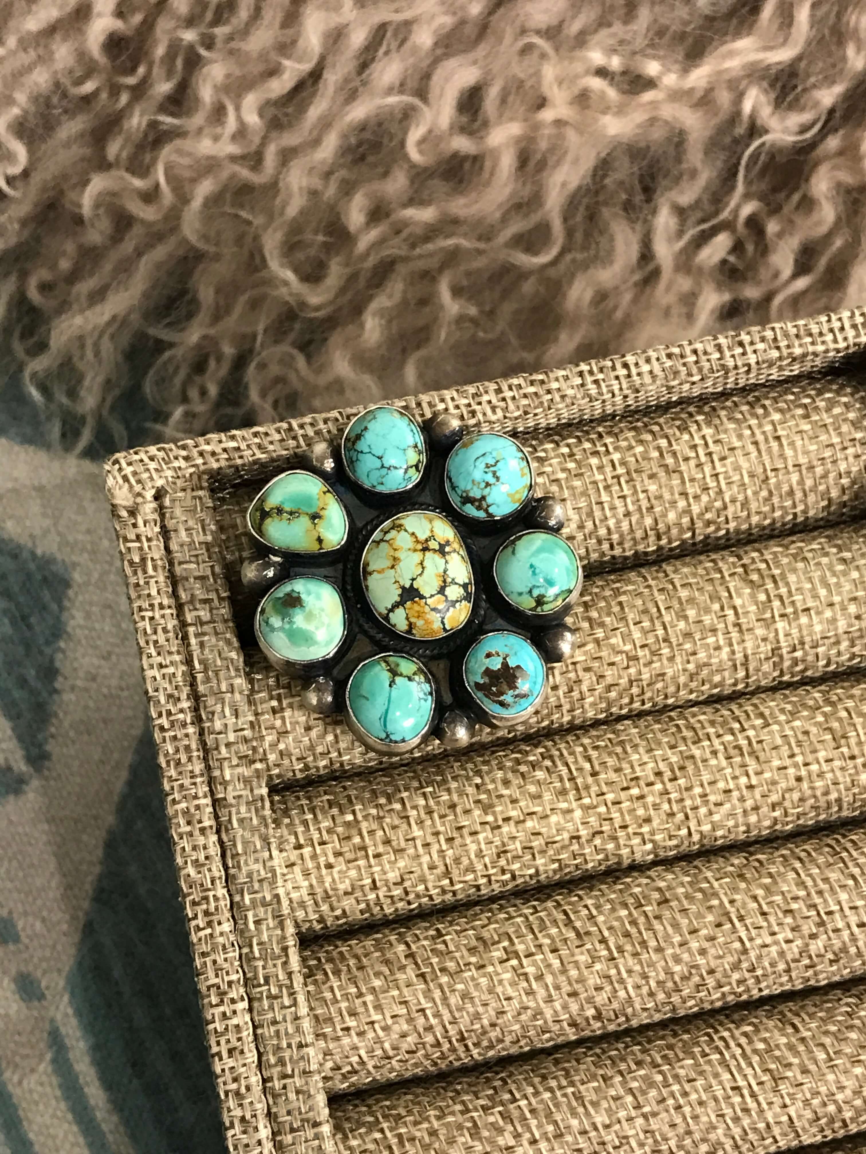 The Bluffton Ring 2, Sz 9-Rings-Calli Co., Turquoise and Silver Jewelry, Native American Handmade, Zuni Tribe, Navajo Tribe, Brock Texas