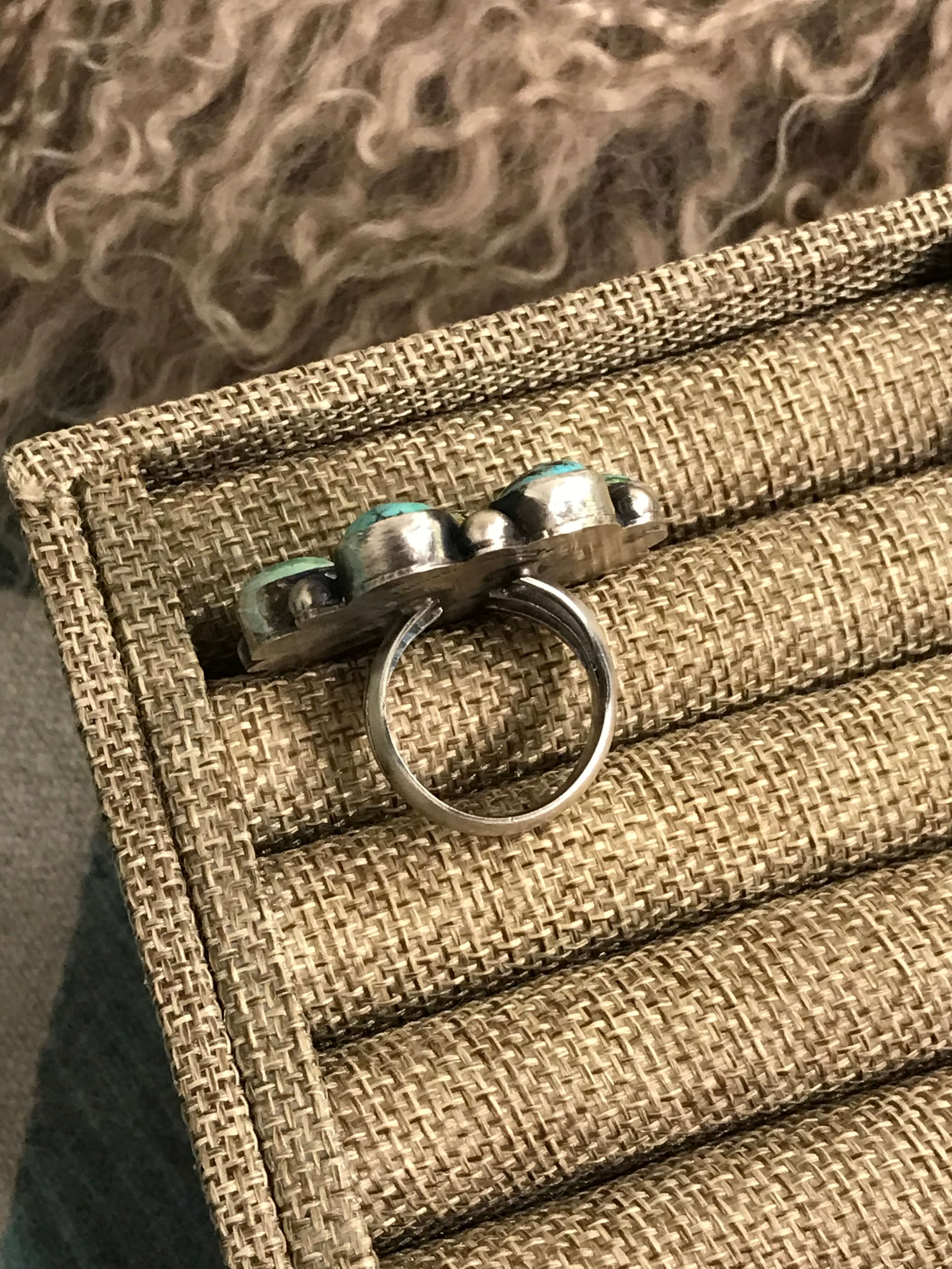 The Bluffton Ring 2, Sz 9-Rings-Calli Co., Turquoise and Silver Jewelry, Native American Handmade, Zuni Tribe, Navajo Tribe, Brock Texas