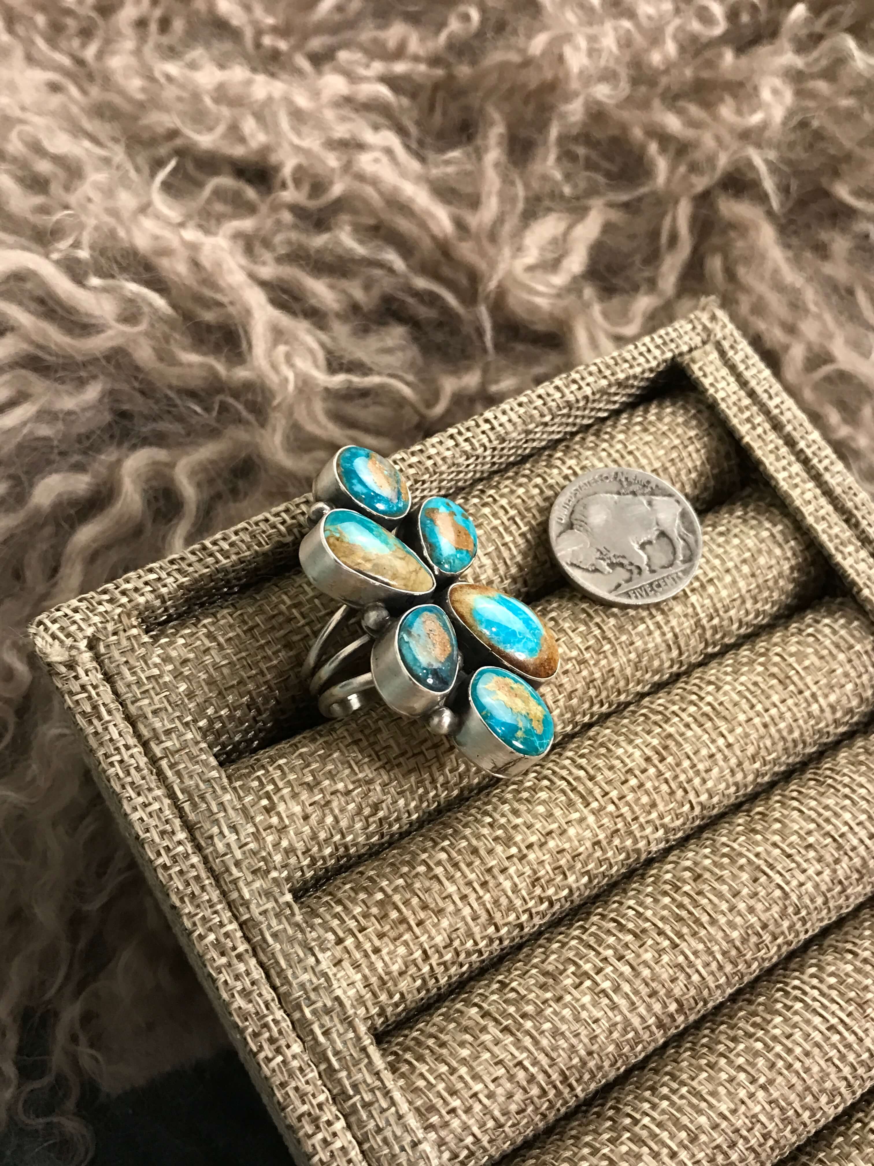 The Vagabond Ring 2, Sz 7-Rings-Calli Co., Turquoise and Silver Jewelry, Native American Handmade, Zuni Tribe, Navajo Tribe, Brock Texas