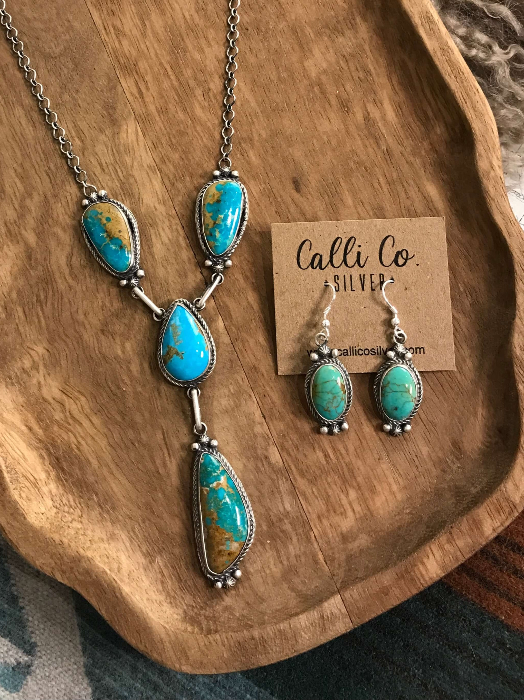 The Rhett Lariat Necklace Set xx-Necklaces-Calli Co., Turquoise and Silver Jewelry, Native American Handmade, Zuni Tribe, Navajo Tribe, Brock Texas