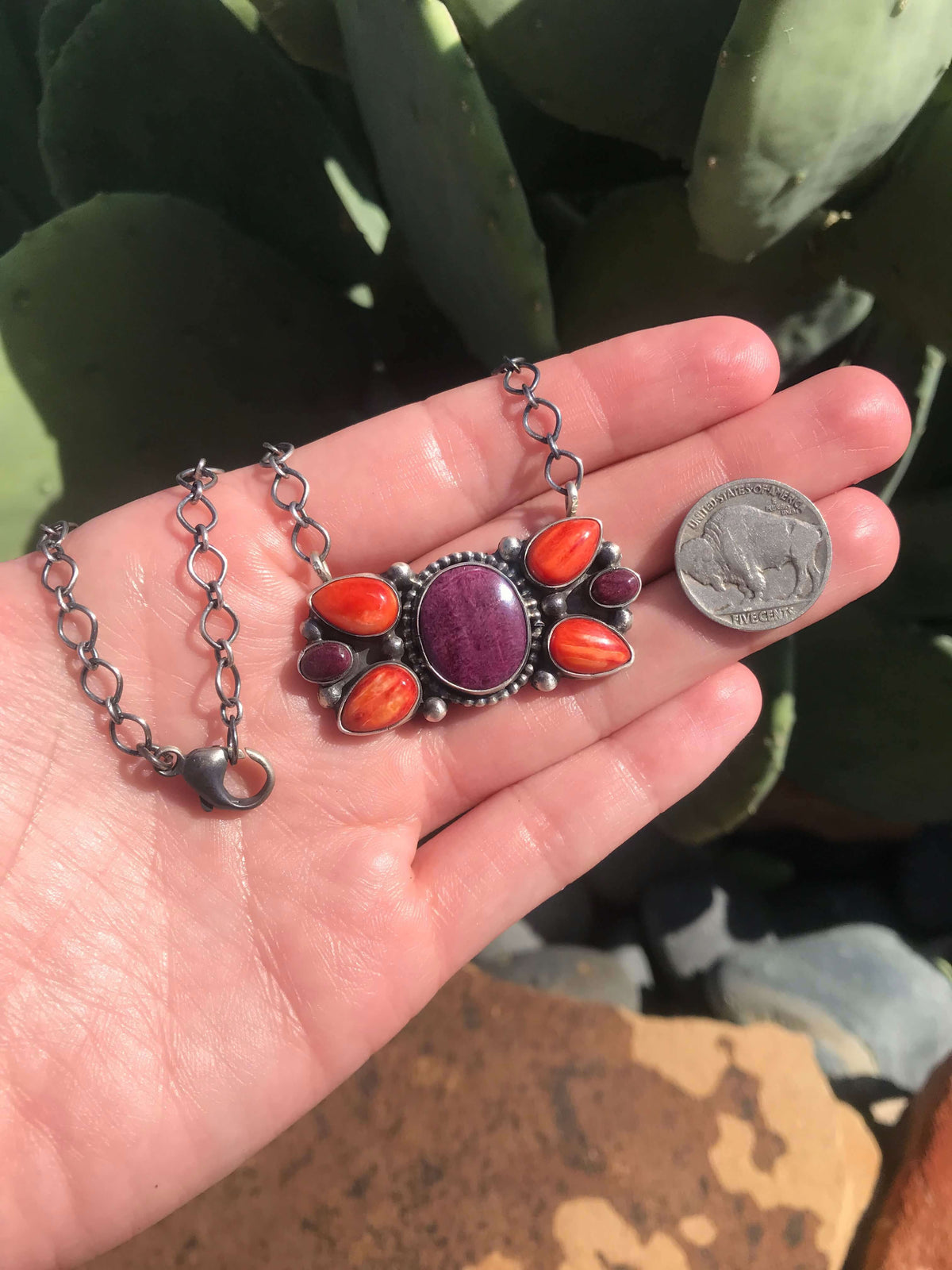 The Dunton Spiny Oyster Necklace-Necklaces-Calli Co., Turquoise and Silver Jewelry, Native American Handmade, Zuni Tribe, Navajo Tribe, Brock Texas