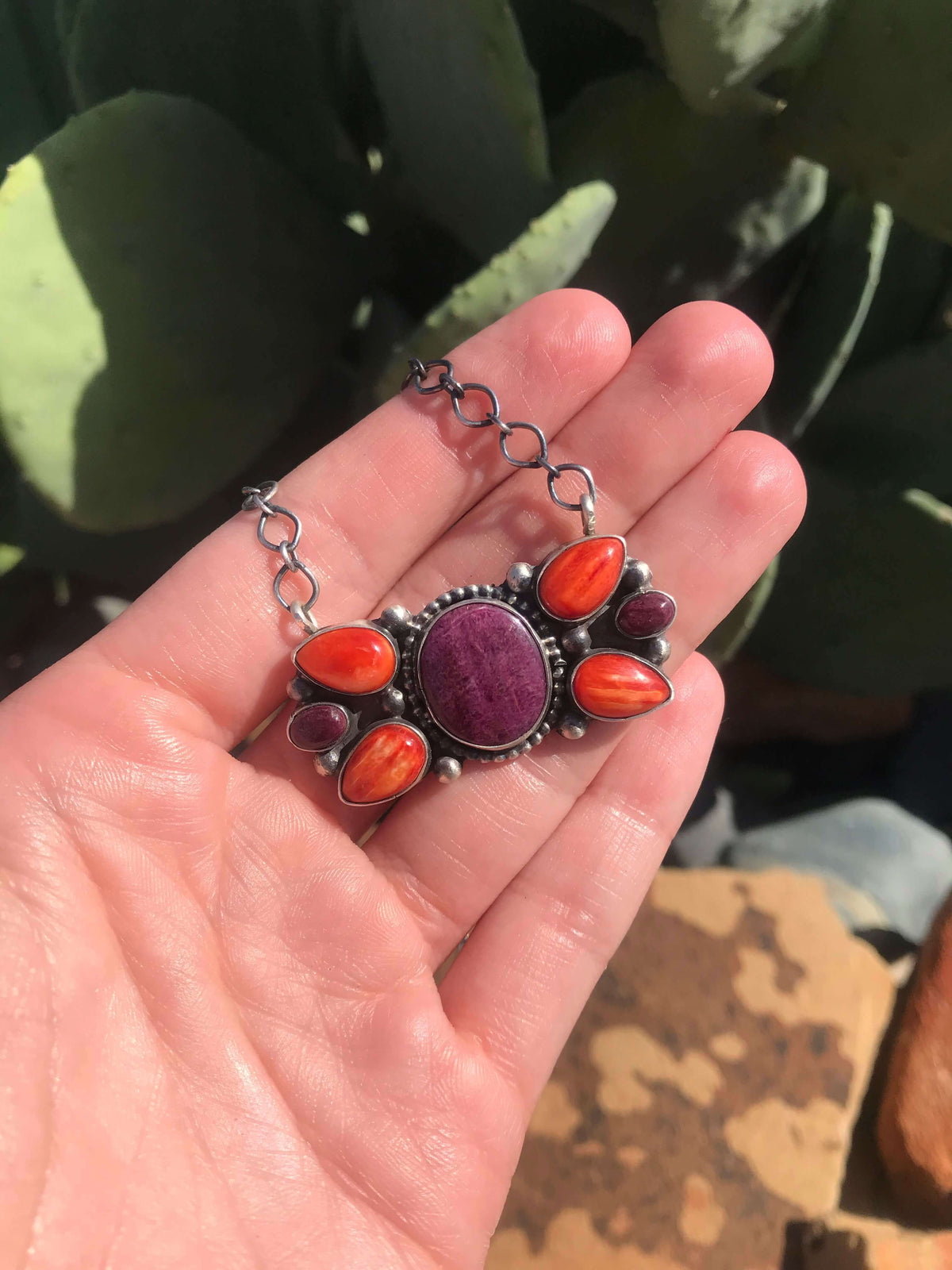 The Dunton Spiny Oyster Necklace-Necklaces-Calli Co., Turquoise and Silver Jewelry, Native American Handmade, Zuni Tribe, Navajo Tribe, Brock Texas