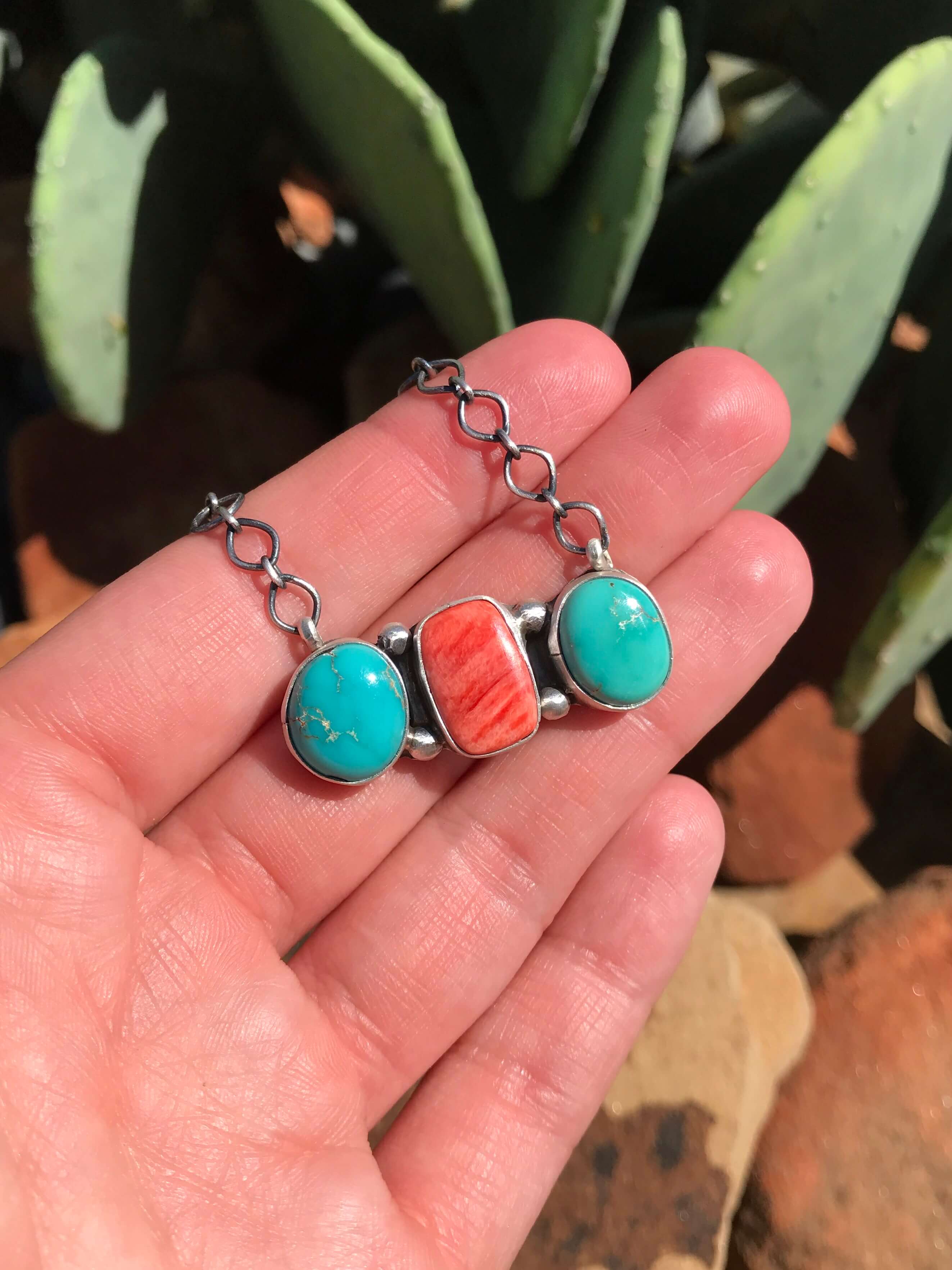 The Hesperosa Necklace, 4-Necklaces-Calli Co., Turquoise and Silver Jewelry, Native American Handmade, Zuni Tribe, Navajo Tribe, Brock Texas