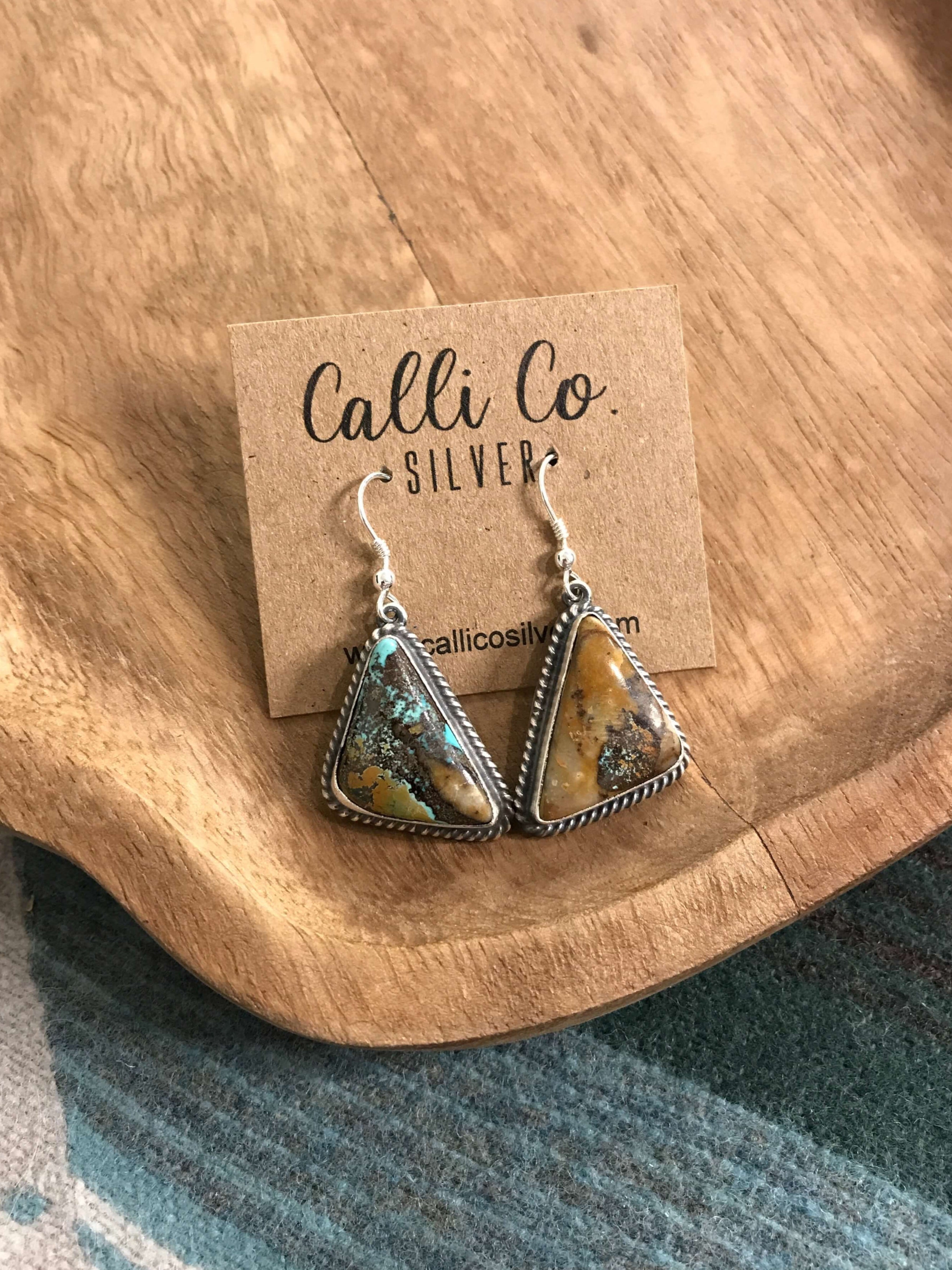 The Ribbon Dangles, 2-Earrings-Calli Co., Turquoise and Silver Jewelry, Native American Handmade, Zuni Tribe, Navajo Tribe, Brock Texas